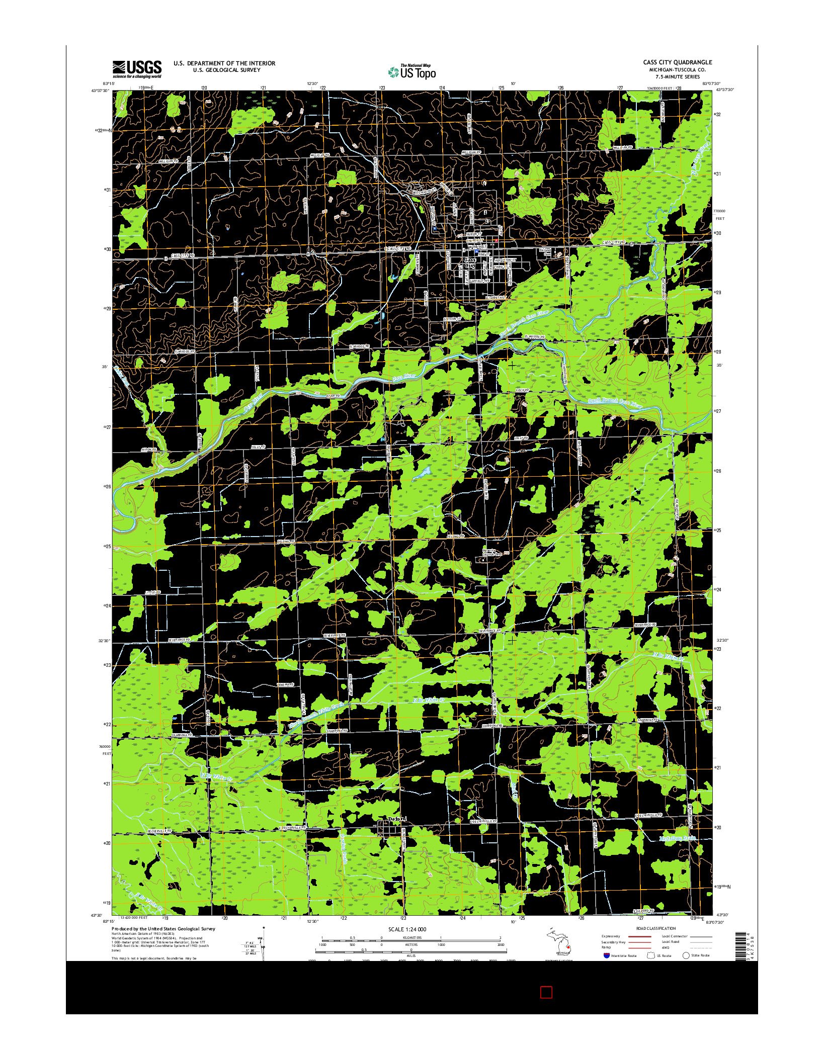 USGS US TOPO 7.5-MINUTE MAP FOR CASS CITY, MI 2017