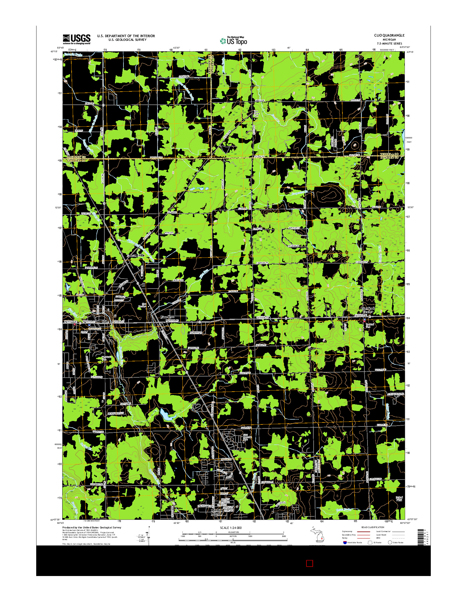 USGS US TOPO 7.5-MINUTE MAP FOR CLIO, MI 2017