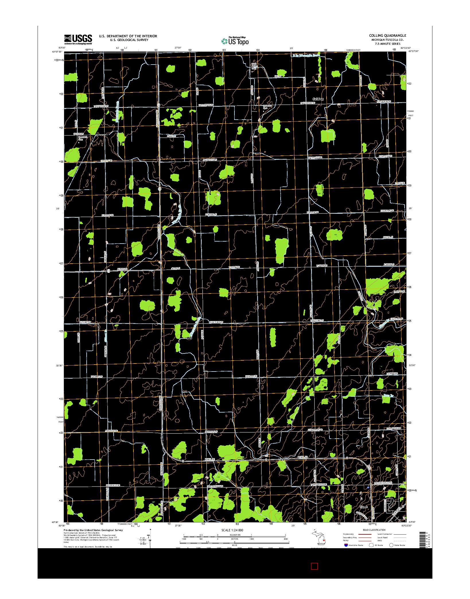 USGS US TOPO 7.5-MINUTE MAP FOR COLLING, MI 2017