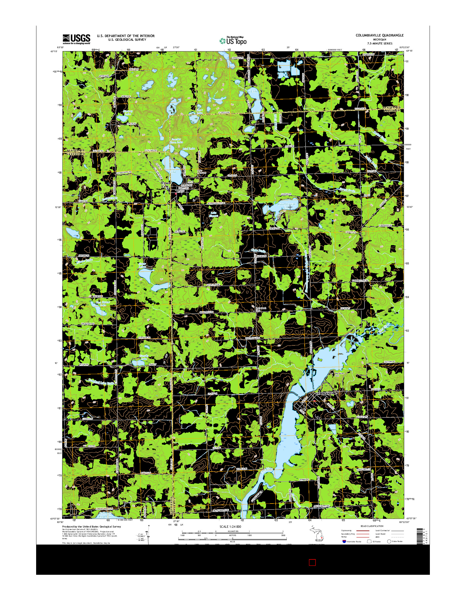 USGS US TOPO 7.5-MINUTE MAP FOR COLUMBIAVILLE, MI 2017