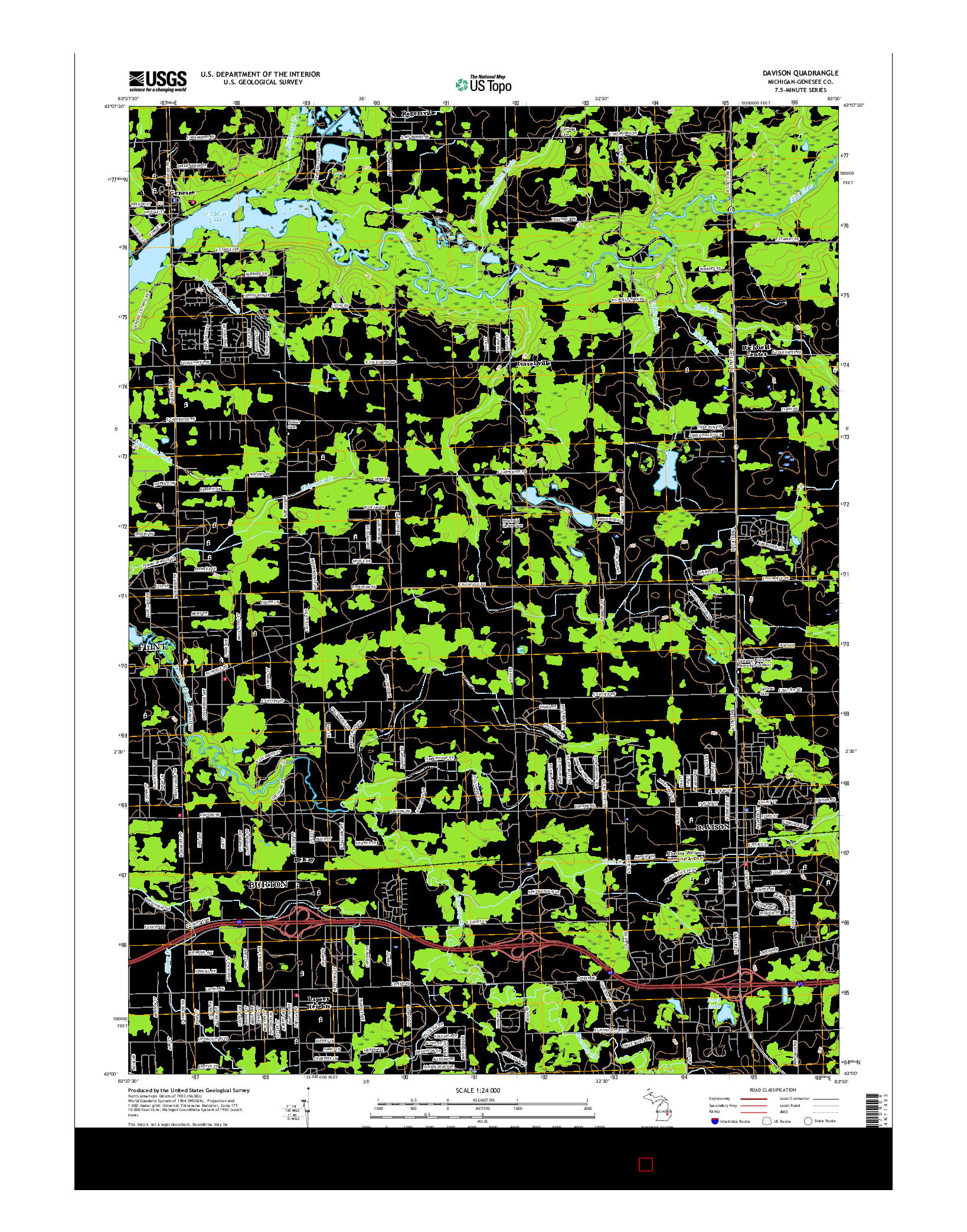 USGS US TOPO 7.5-MINUTE MAP FOR DAVISON, MI 2017