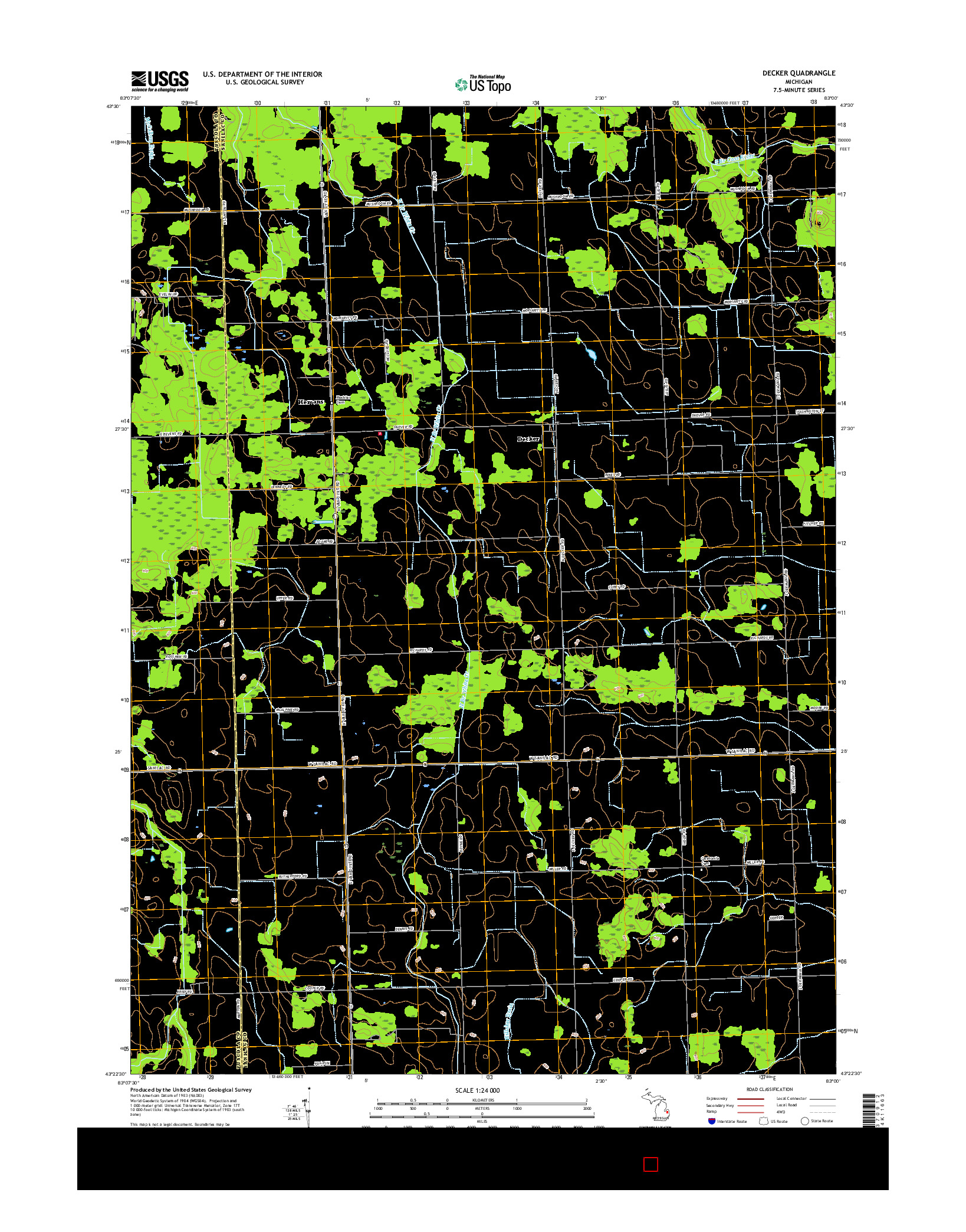 USGS US TOPO 7.5-MINUTE MAP FOR DECKER, MI 2017