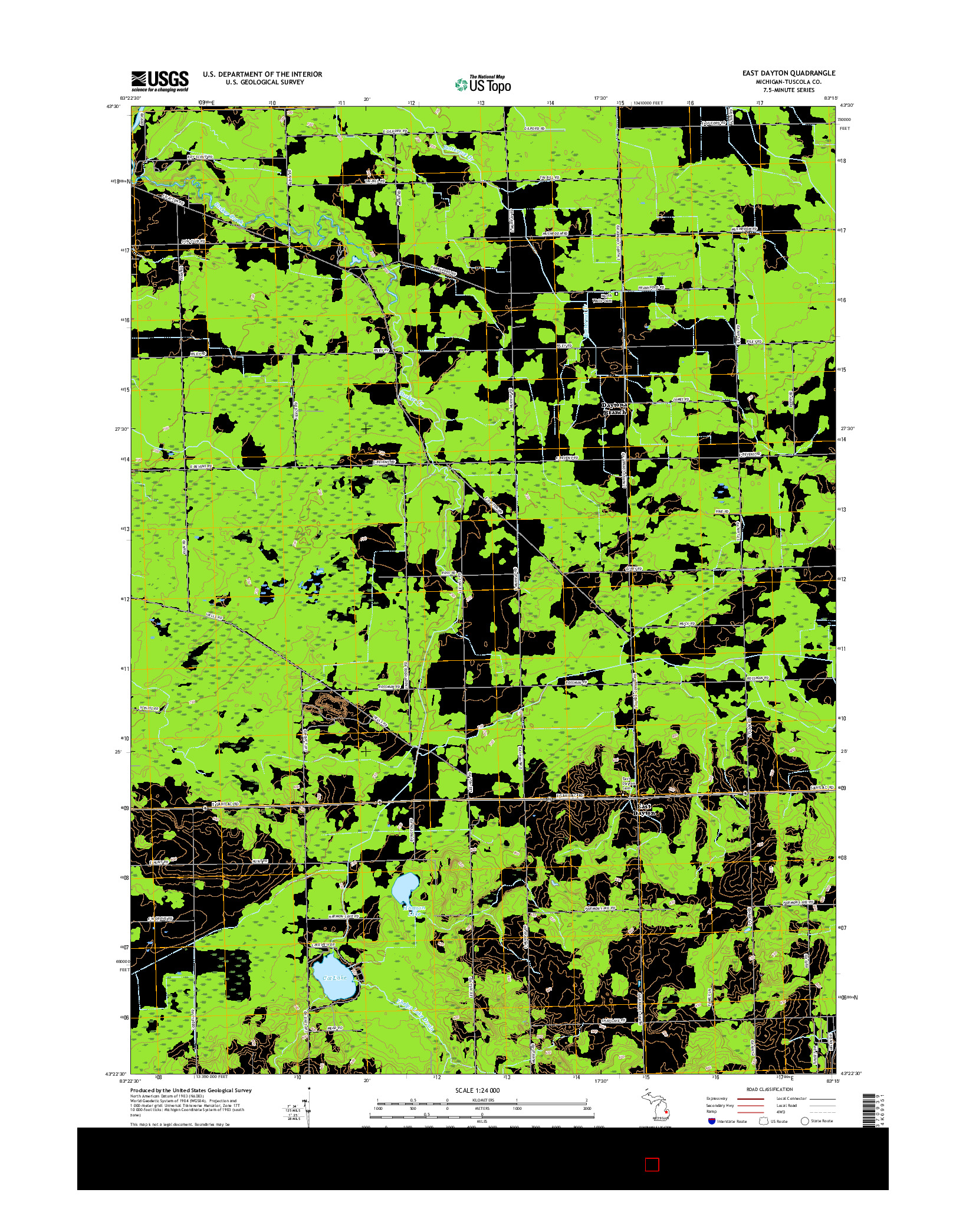 USGS US TOPO 7.5-MINUTE MAP FOR EAST DAYTON, MI 2017