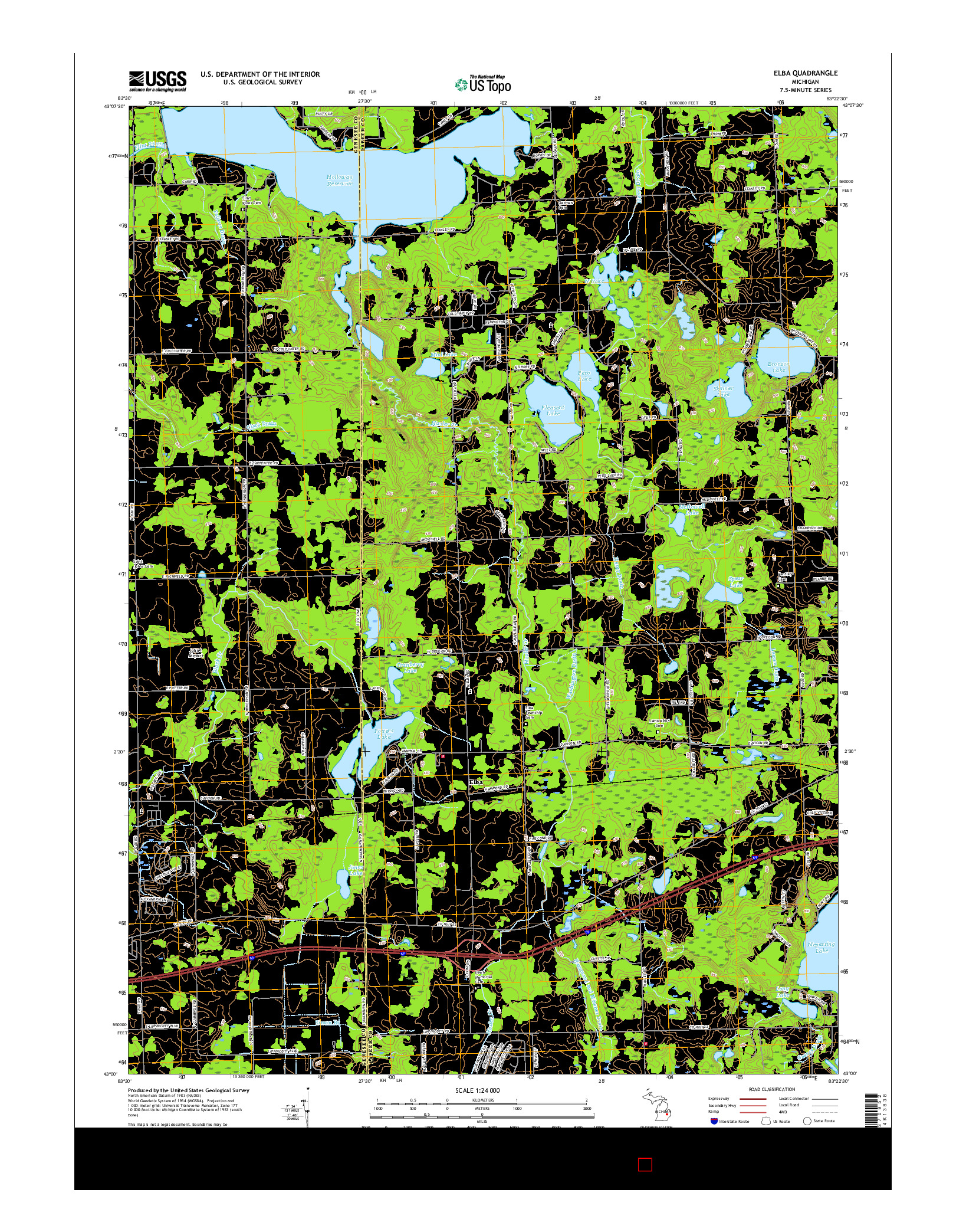 USGS US TOPO 7.5-MINUTE MAP FOR ELBA, MI 2017