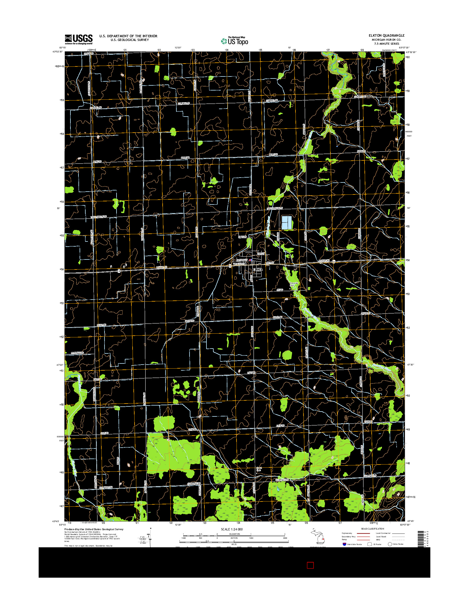 USGS US TOPO 7.5-MINUTE MAP FOR ELKTON, MI 2017