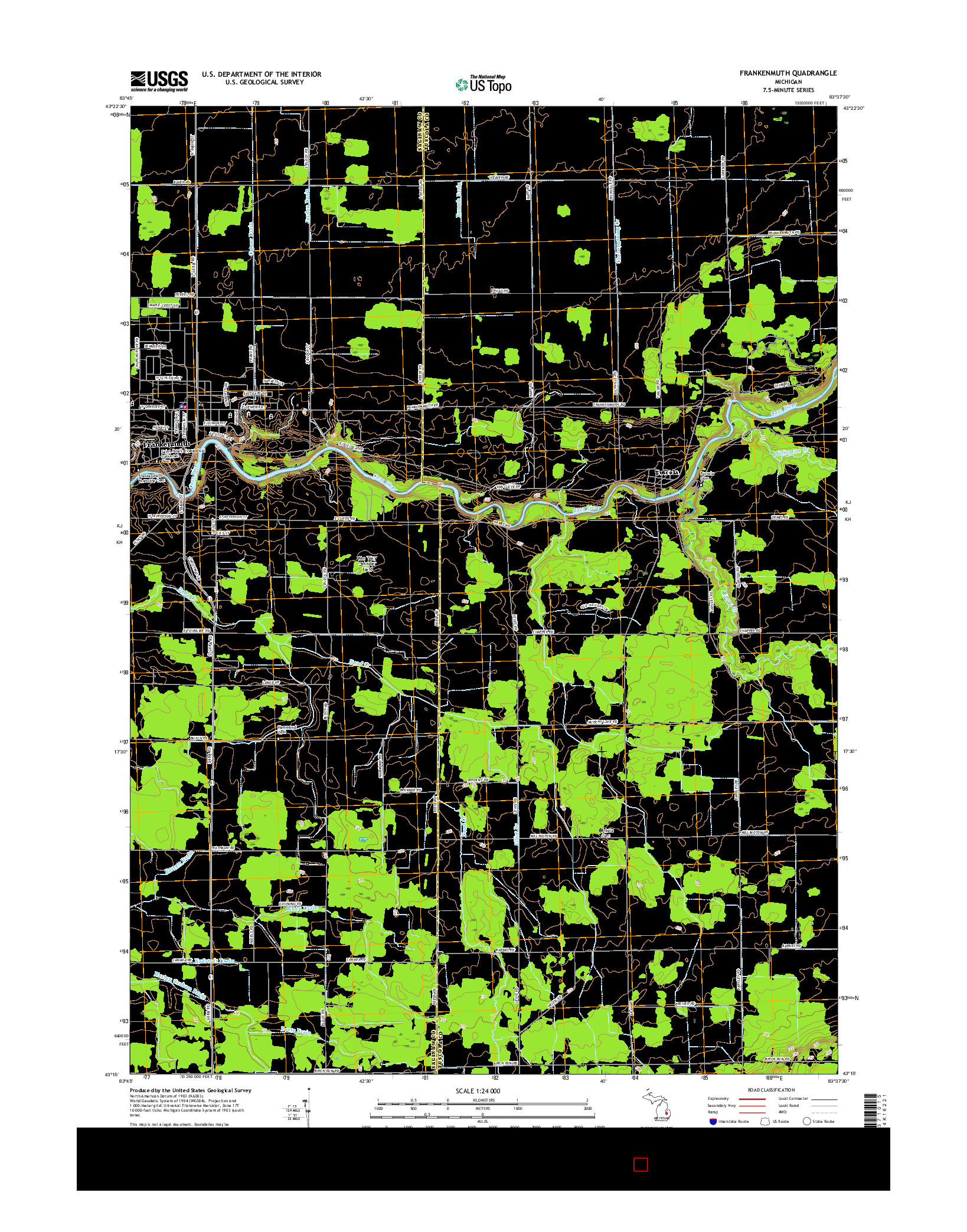 USGS US TOPO 7.5-MINUTE MAP FOR FRANKENMUTH, MI 2017