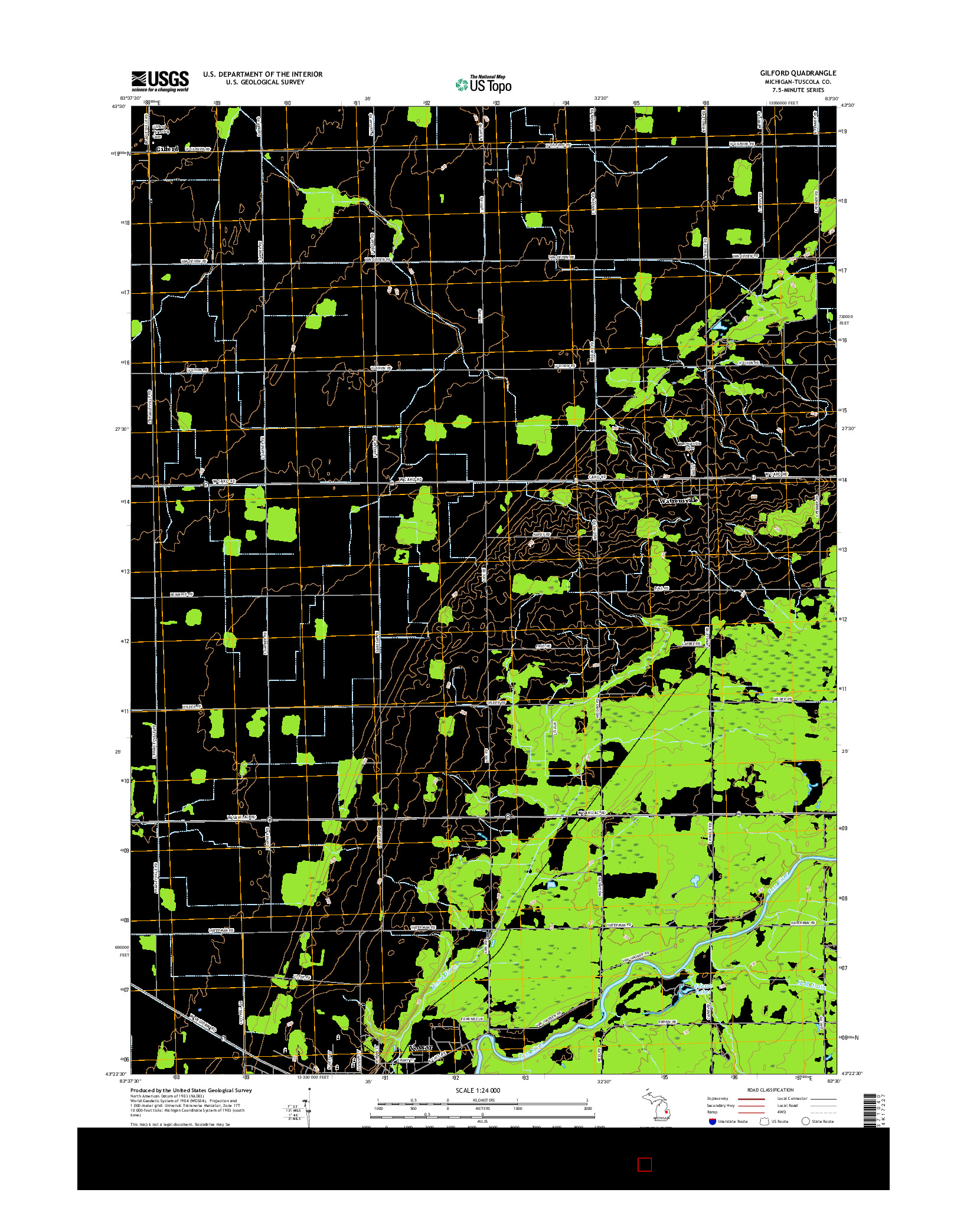 USGS US TOPO 7.5-MINUTE MAP FOR GILFORD, MI 2017