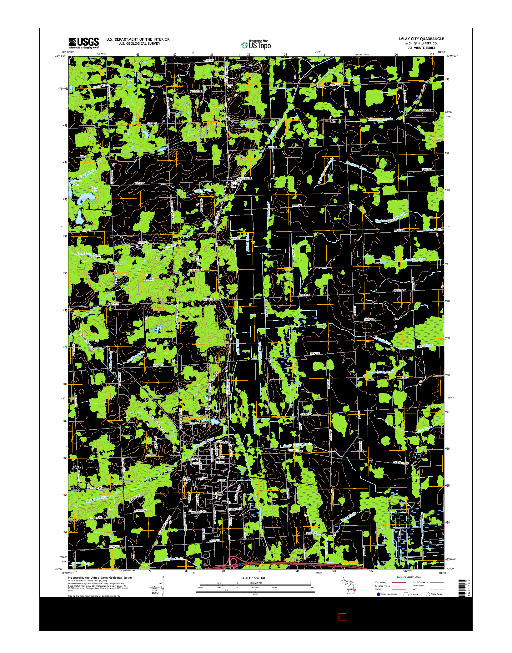 USGS US TOPO 7.5-MINUTE MAP FOR IMLAY CITY, MI 2017