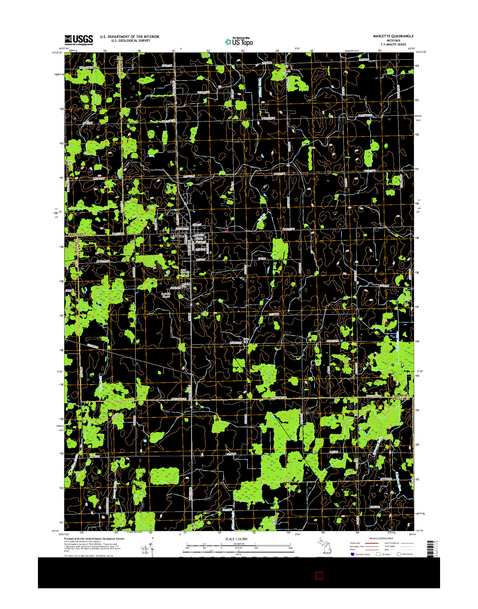 USGS US TOPO 7.5-MINUTE MAP FOR MARLETTE, MI 2017