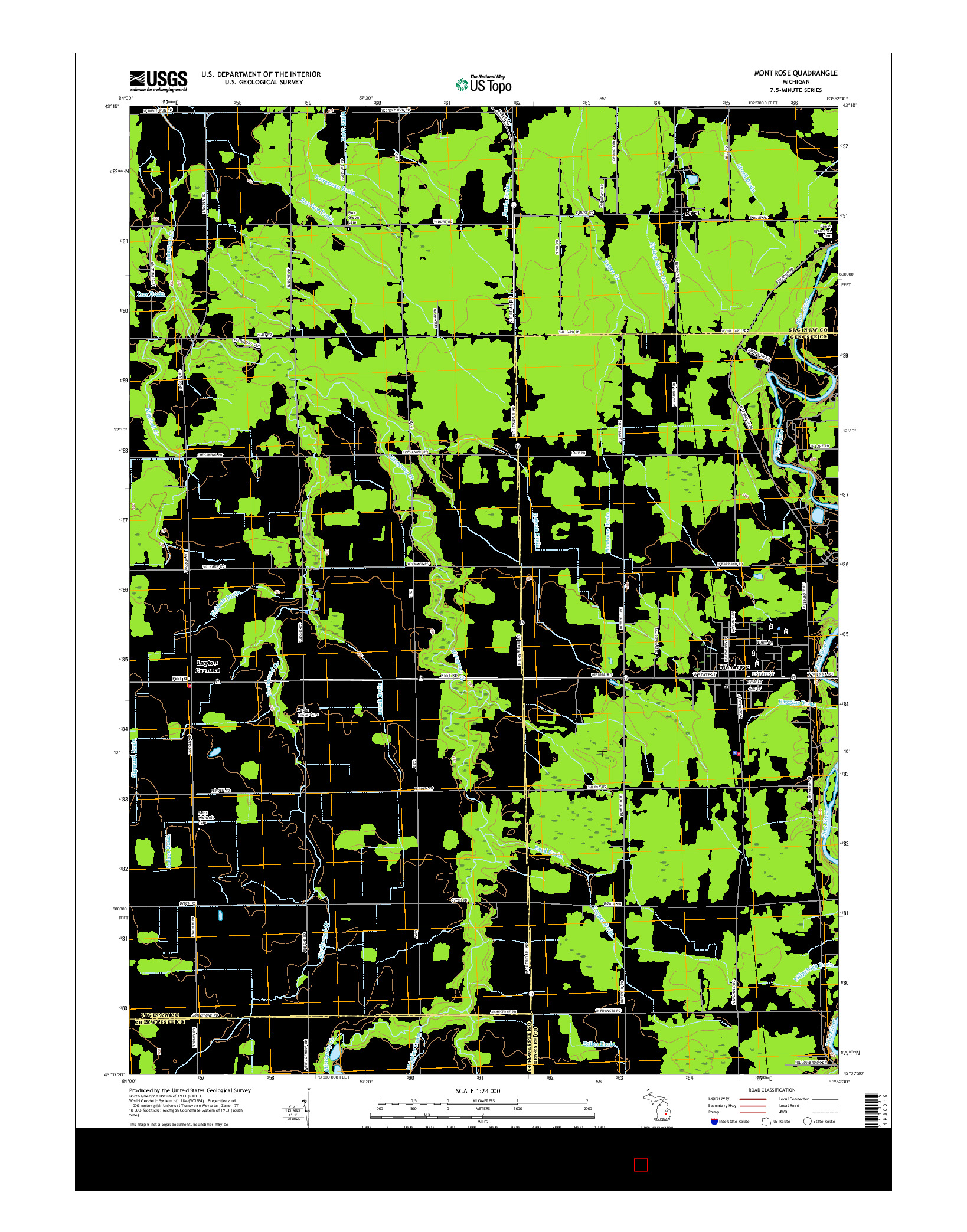 USGS US TOPO 7.5-MINUTE MAP FOR MONTROSE, MI 2017