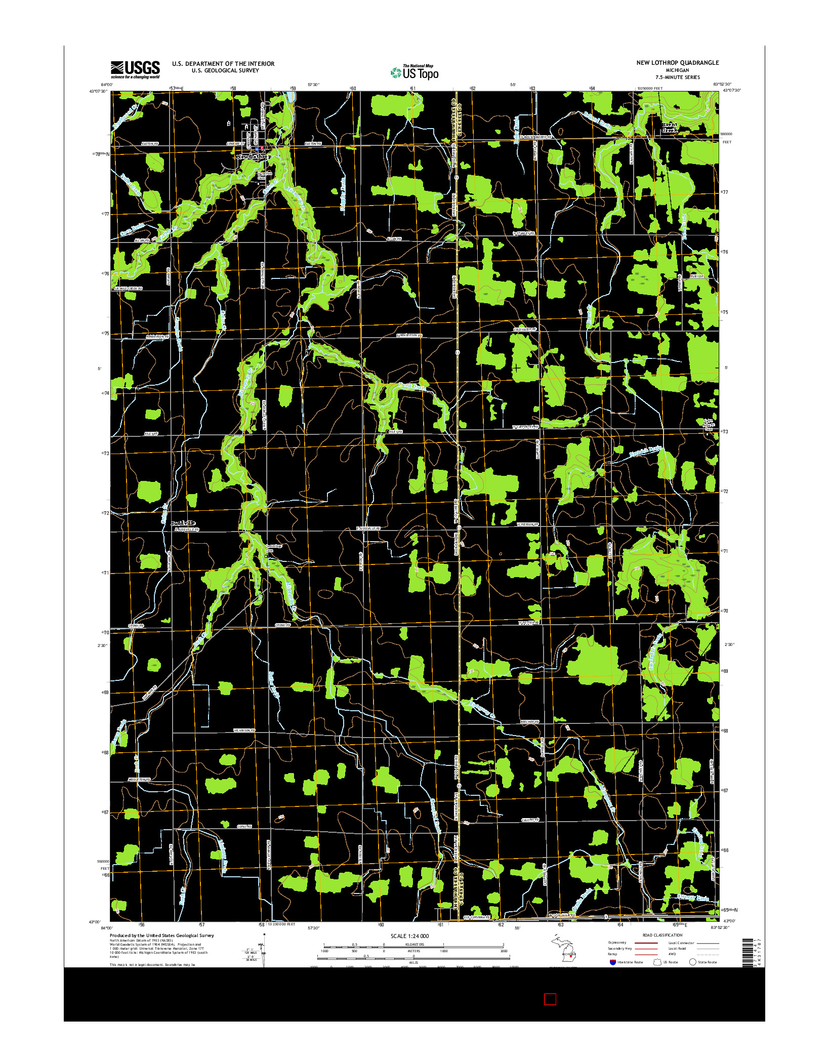 USGS US TOPO 7.5-MINUTE MAP FOR NEW LOTHROP, MI 2017