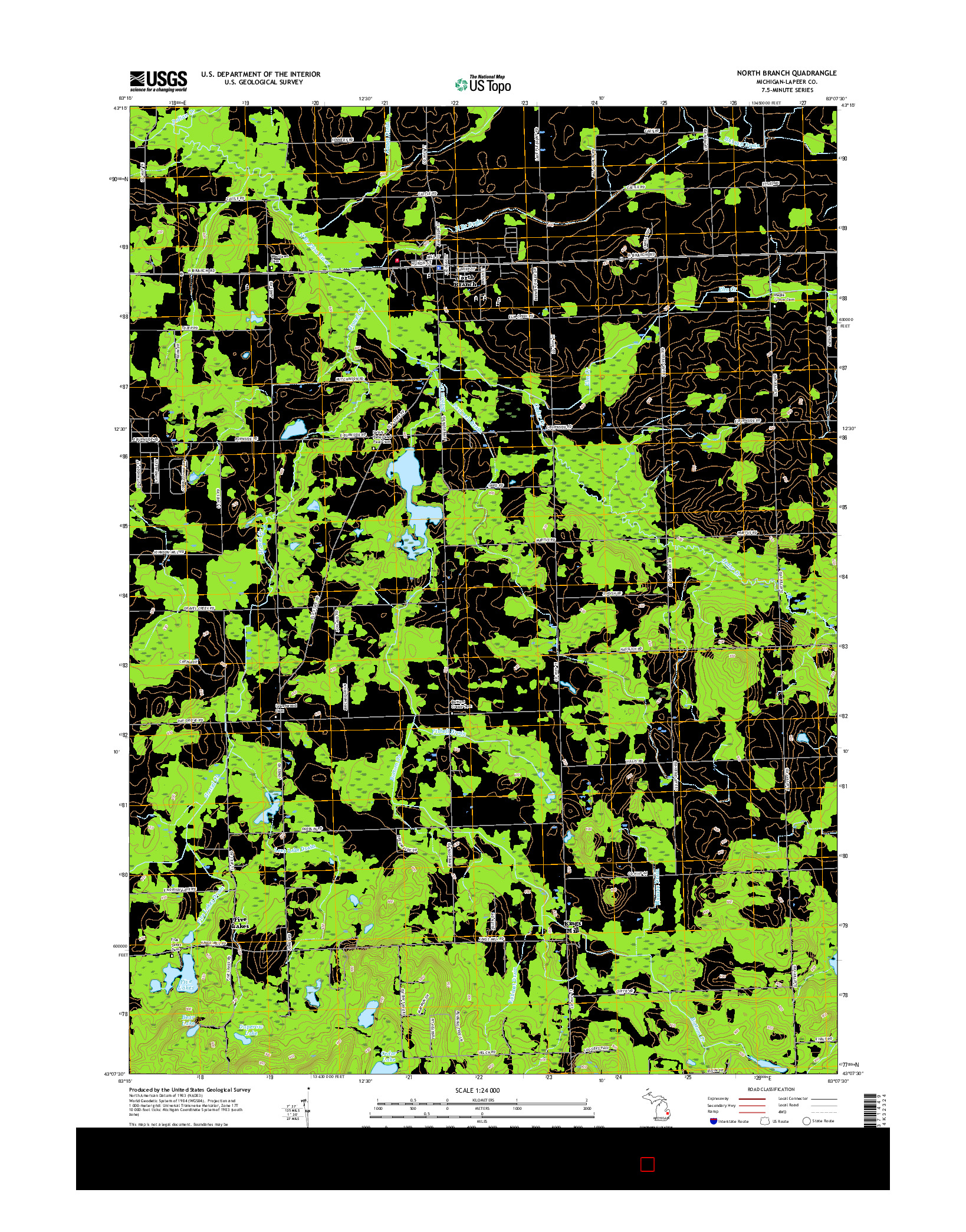 USGS US TOPO 7.5-MINUTE MAP FOR NORTH BRANCH, MI 2017