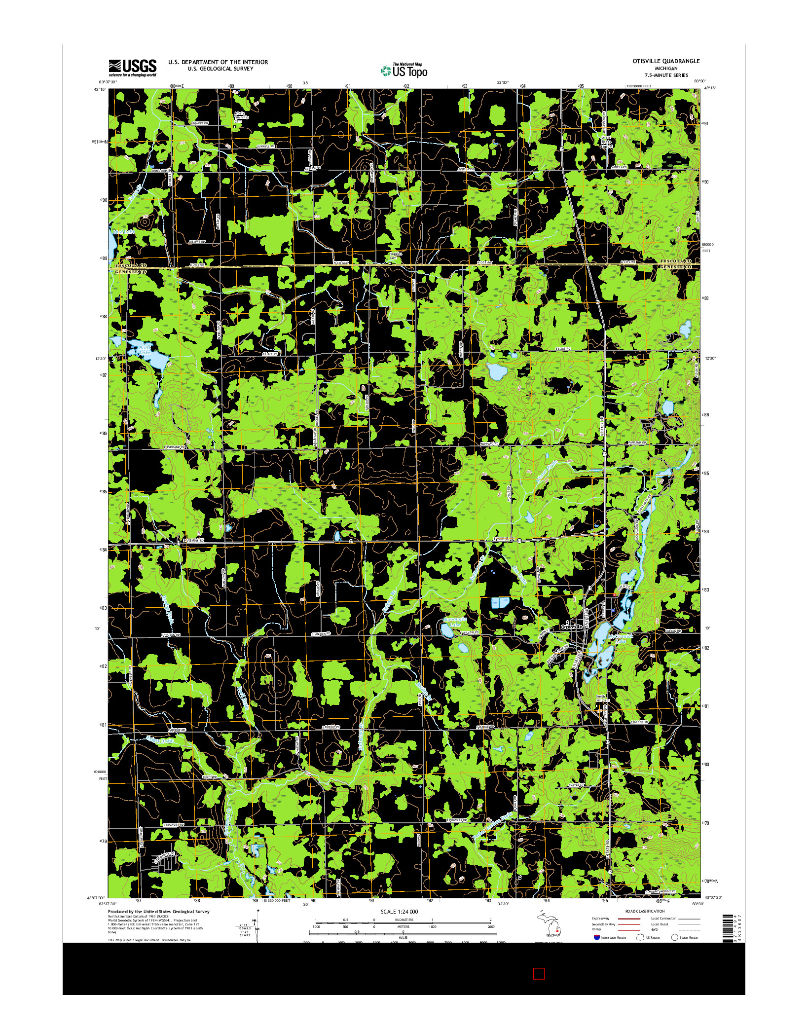 USGS US TOPO 7.5-MINUTE MAP FOR OTISVILLE, MI 2017