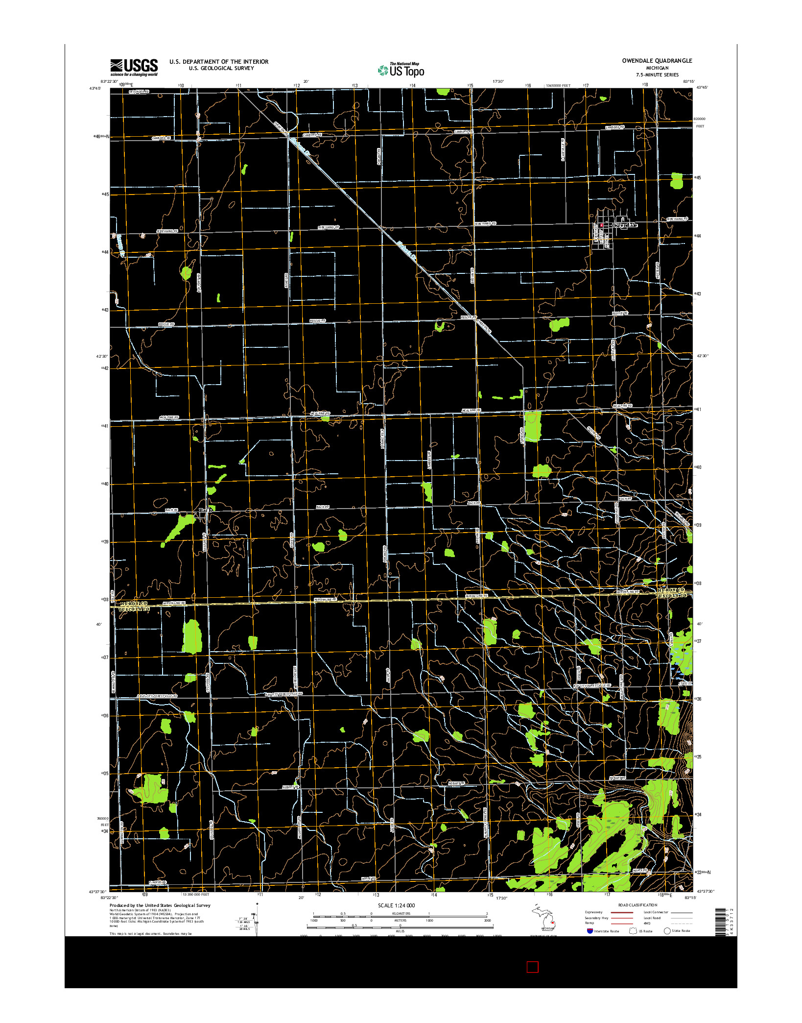 USGS US TOPO 7.5-MINUTE MAP FOR OWENDALE, MI 2017