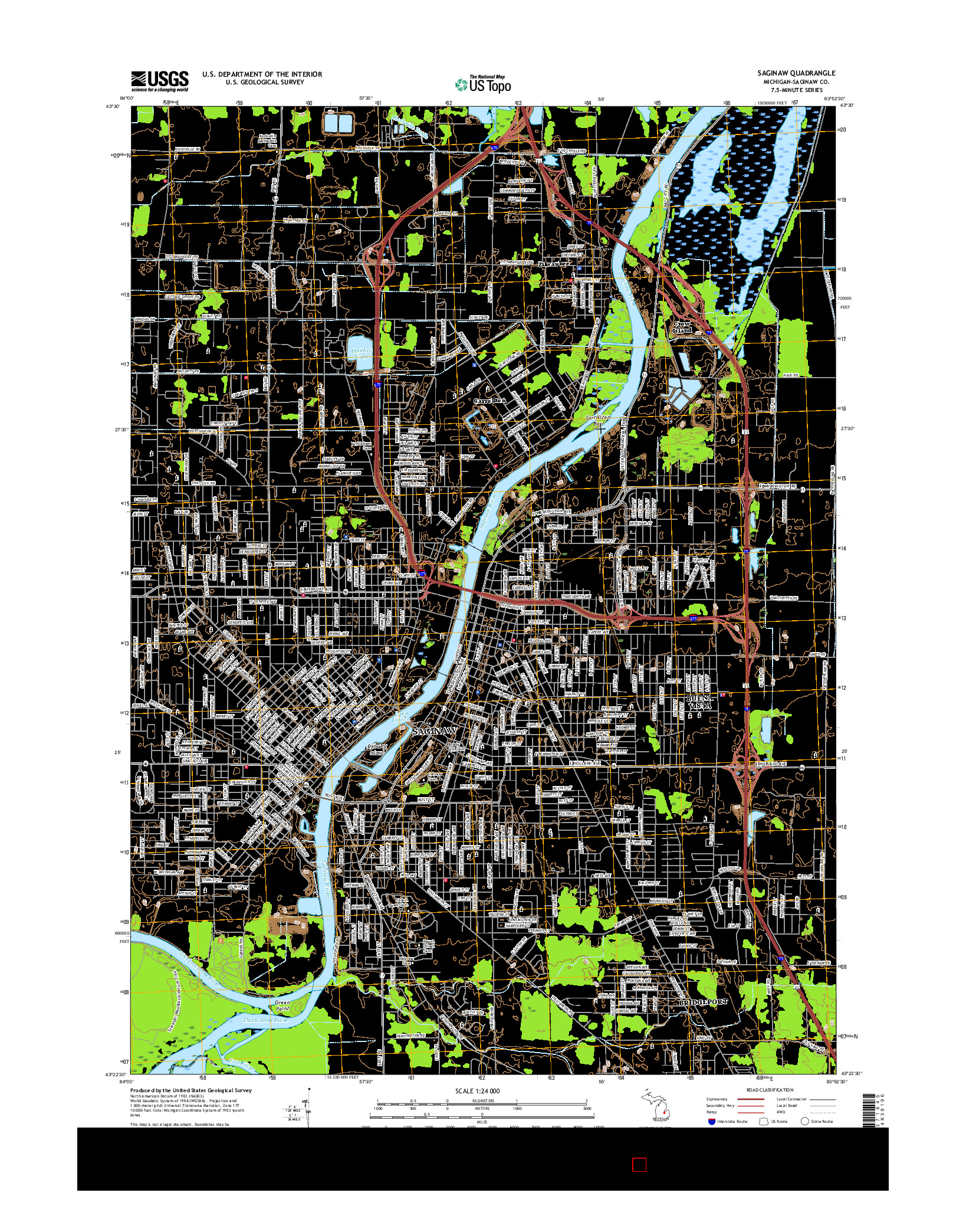 USGS US TOPO 7.5-MINUTE MAP FOR SAGINAW, MI 2017