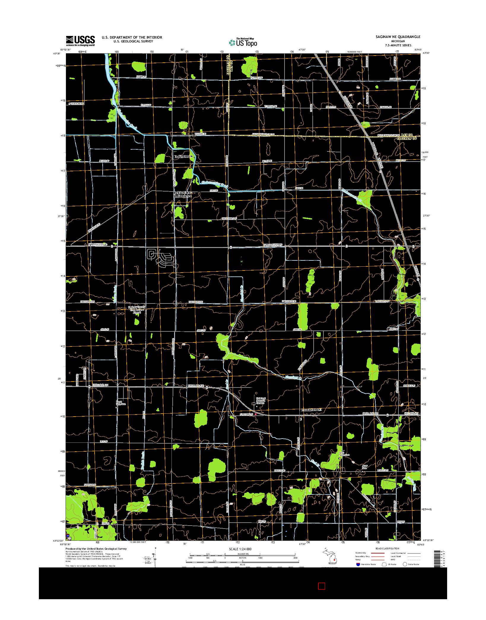 USGS US TOPO 7.5-MINUTE MAP FOR SAGINAW NE, MI 2017