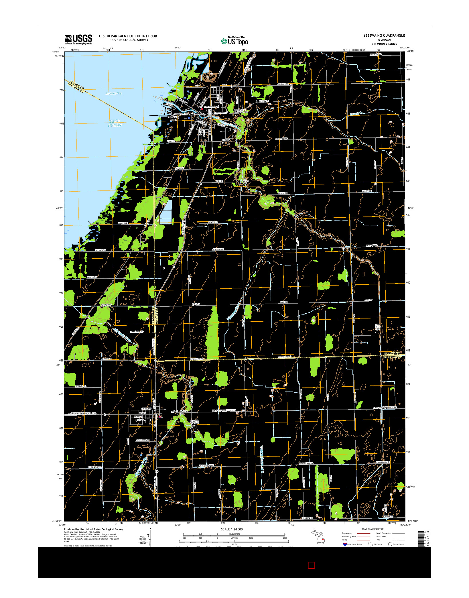 USGS US TOPO 7.5-MINUTE MAP FOR SEBEWAING, MI 2017