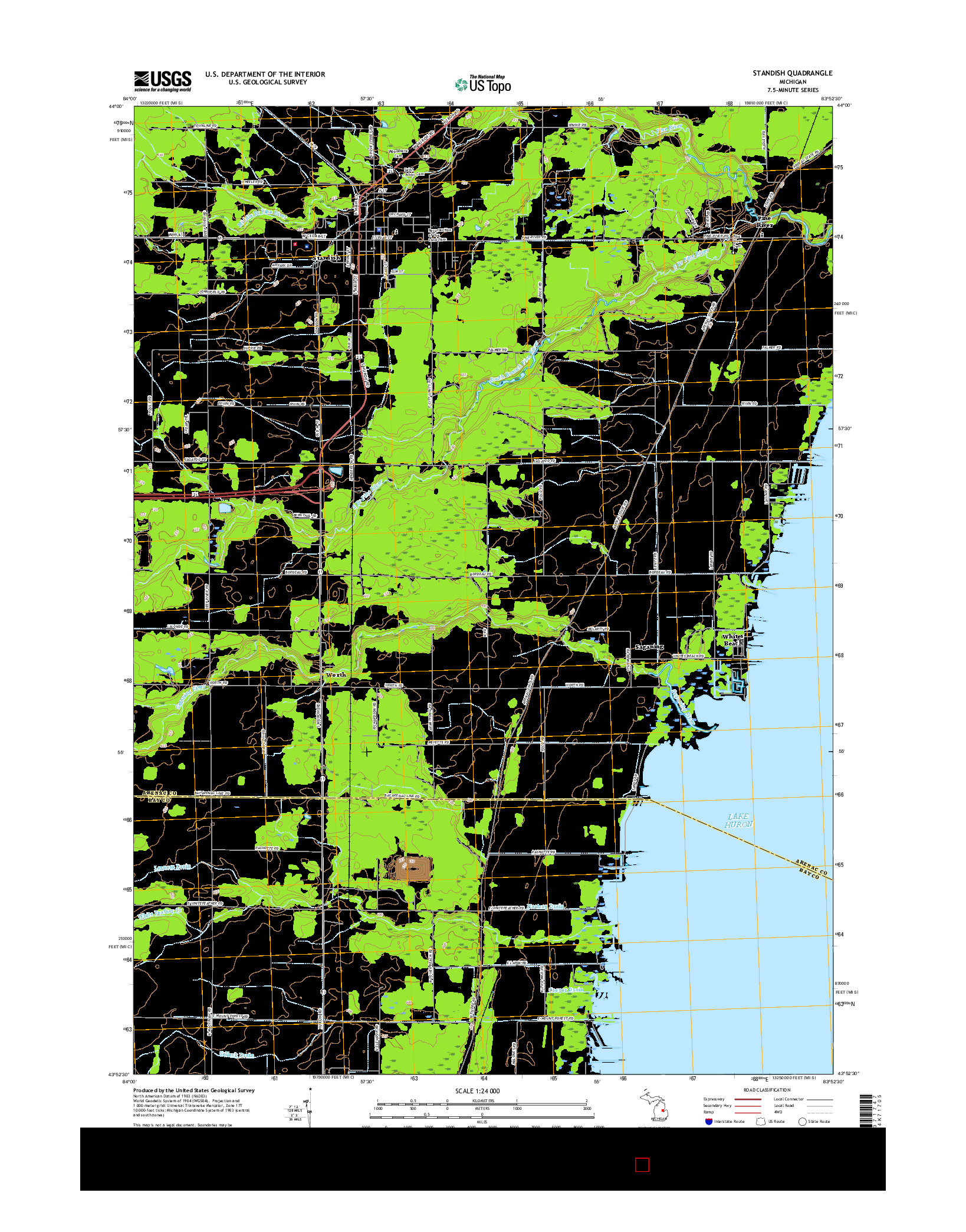 USGS US TOPO 7.5-MINUTE MAP FOR STANDISH, MI 2017