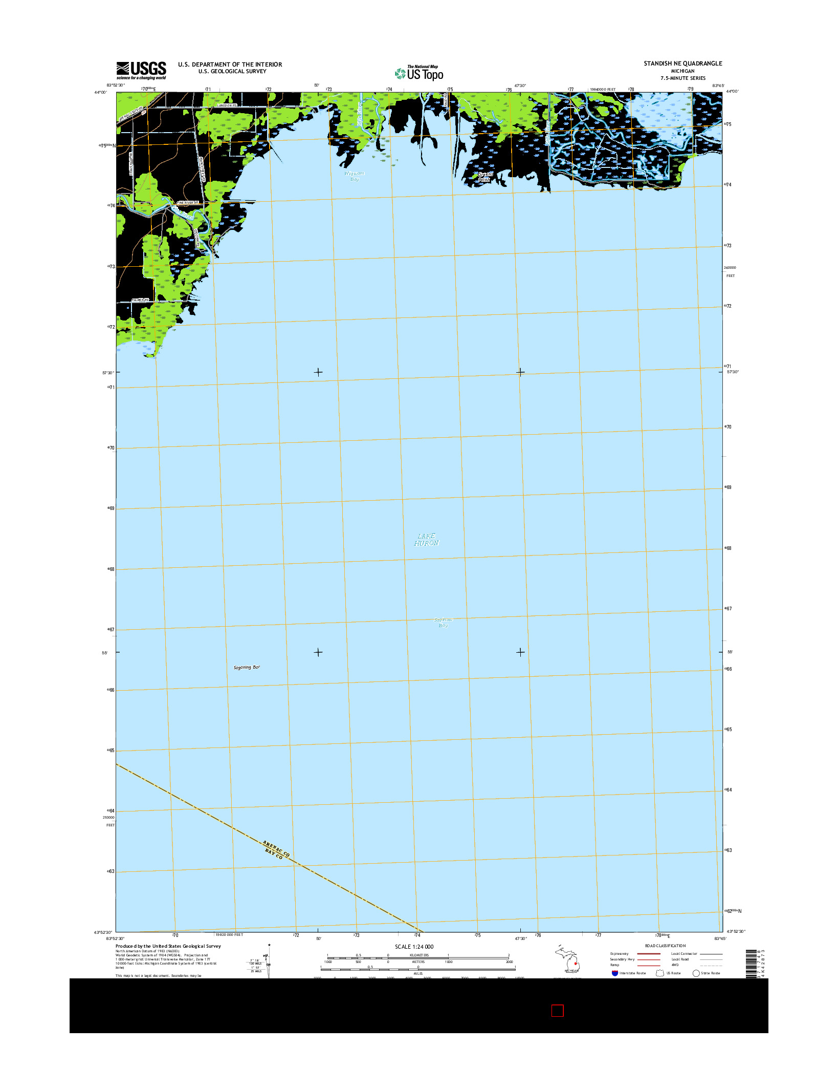 USGS US TOPO 7.5-MINUTE MAP FOR STANDISH NE, MI 2017