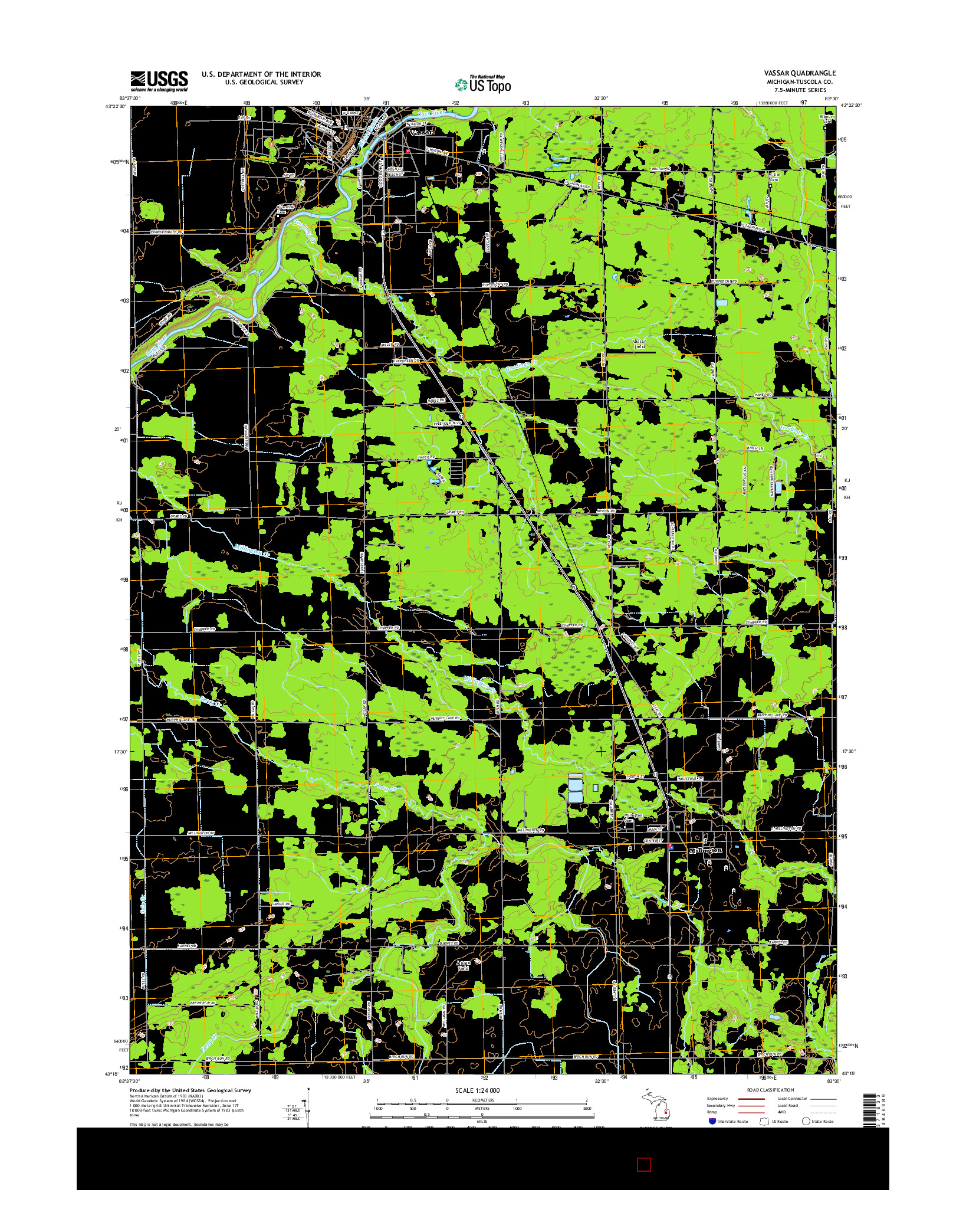 USGS US TOPO 7.5-MINUTE MAP FOR VASSAR, MI 2017