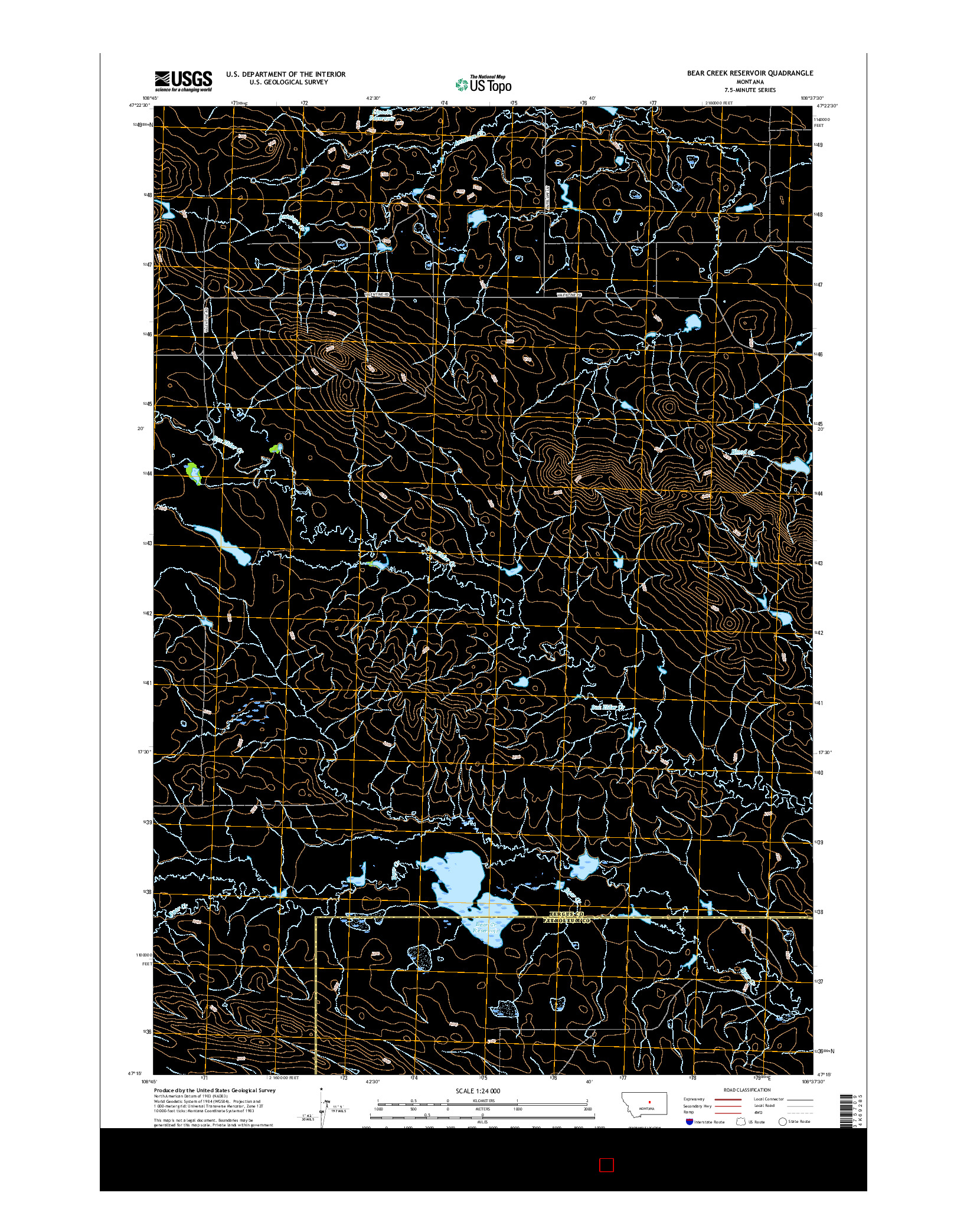 USGS US TOPO 7.5-MINUTE MAP FOR BEAR CREEK RESERVOIR, MT 2017