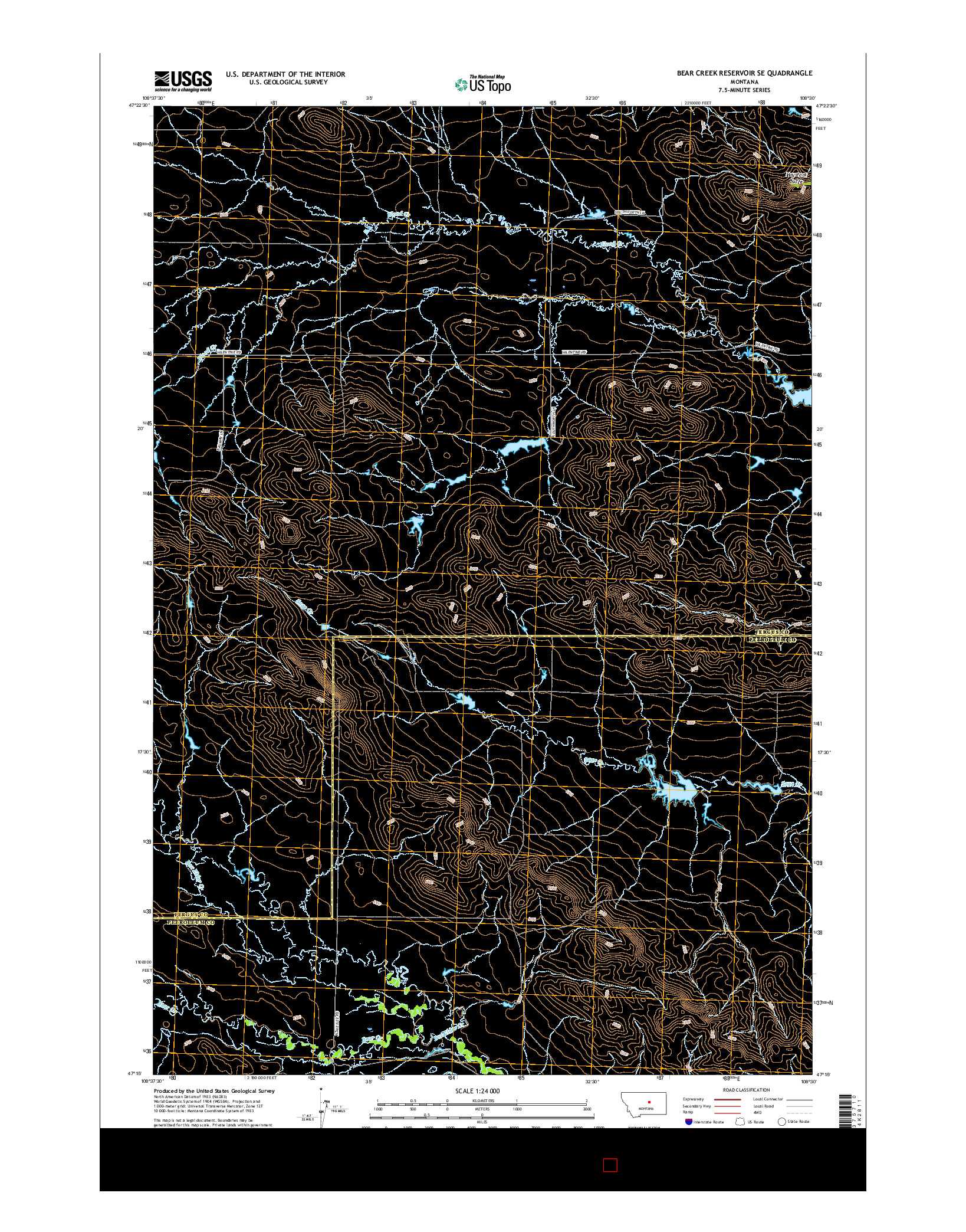 USGS US TOPO 7.5-MINUTE MAP FOR BEAR CREEK RESERVOIR SE, MT 2017