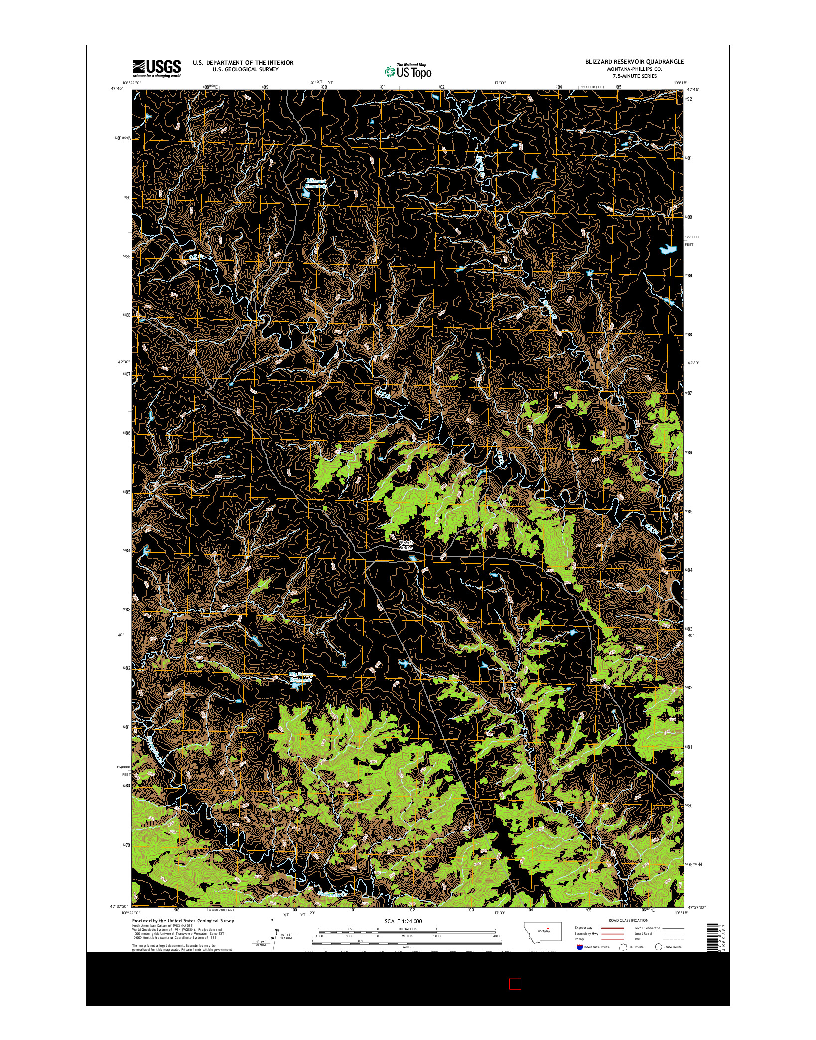 USGS US TOPO 7.5-MINUTE MAP FOR BLIZZARD RESERVOIR, MT 2017