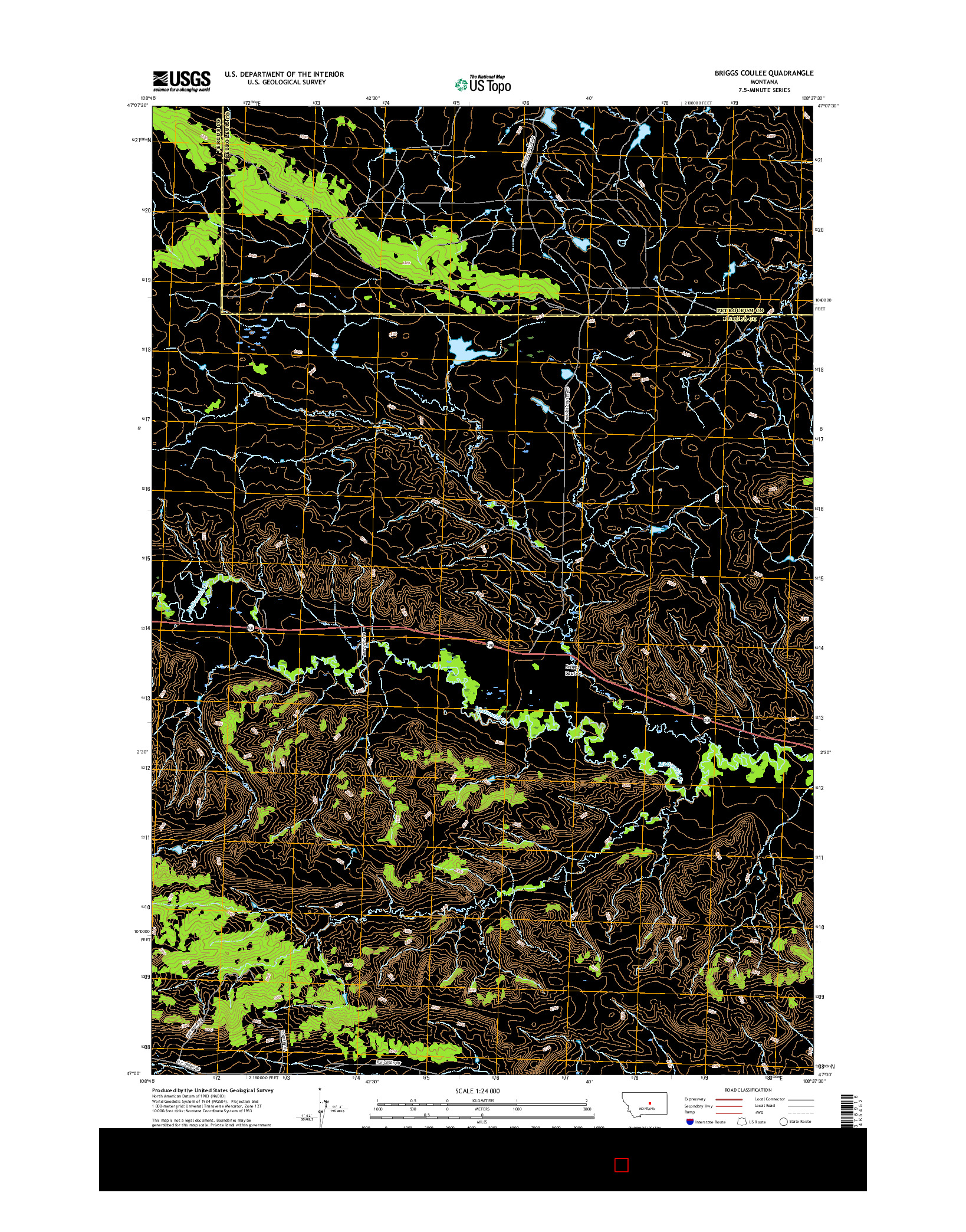 USGS US TOPO 7.5-MINUTE MAP FOR BRIGGS COULEE, MT 2017