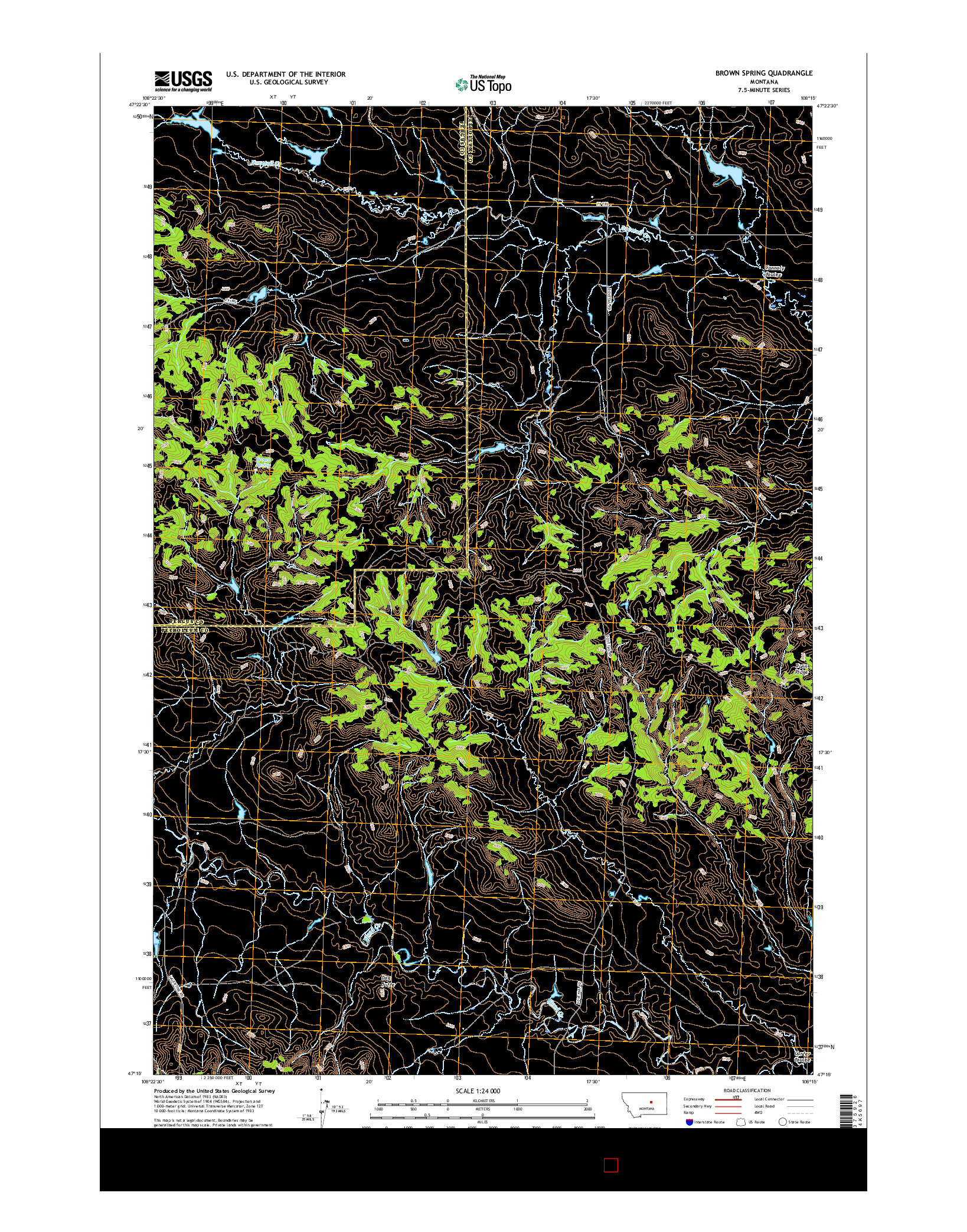 USGS US TOPO 7.5-MINUTE MAP FOR BROWN SPRING, MT 2017