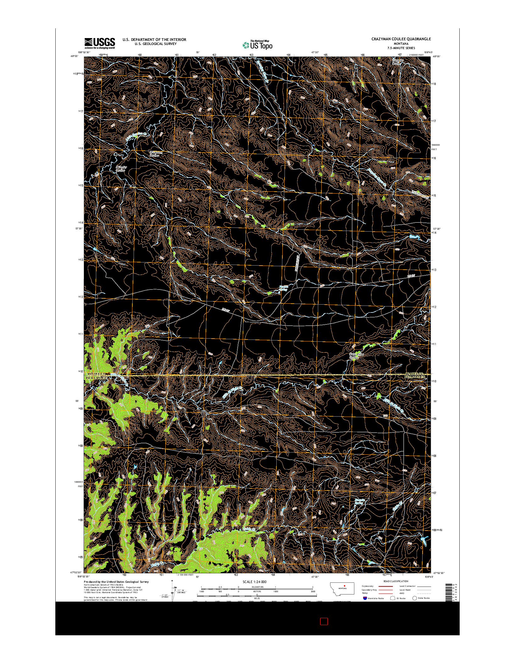 USGS US TOPO 7.5-MINUTE MAP FOR CRAZYMAN COULEE, MT 2017