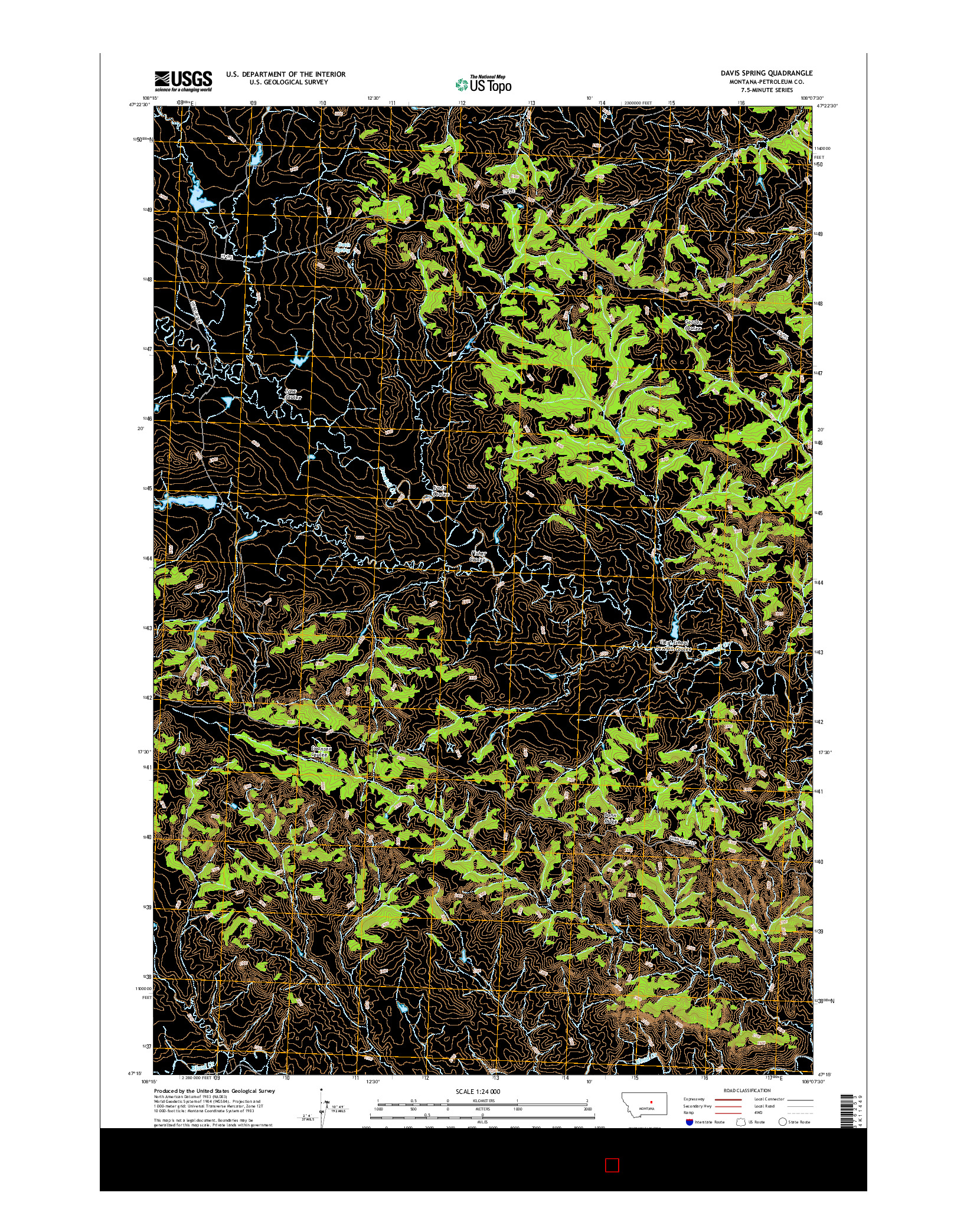 USGS US TOPO 7.5-MINUTE MAP FOR DAVIS SPRING, MT 2017