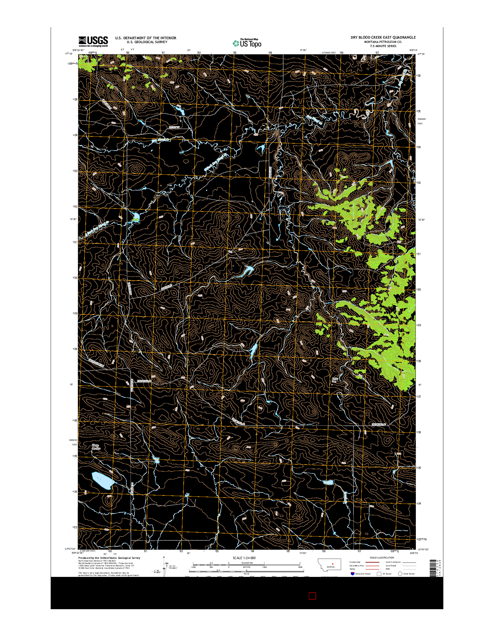 USGS US TOPO 7.5-MINUTE MAP FOR DRY BLOOD CREEK EAST, MT 2017