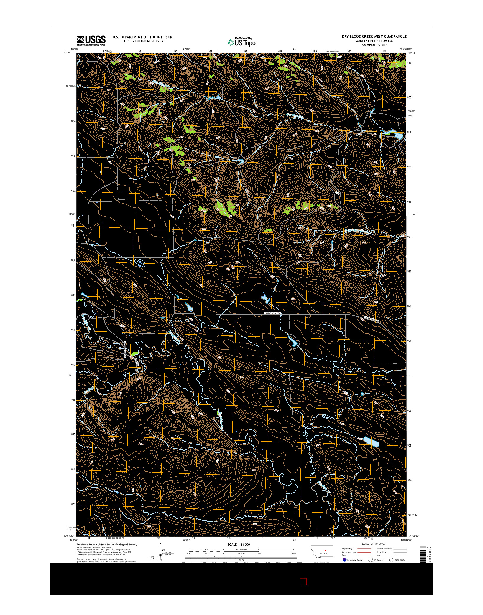 USGS US TOPO 7.5-MINUTE MAP FOR DRY BLOOD CREEK WEST, MT 2017