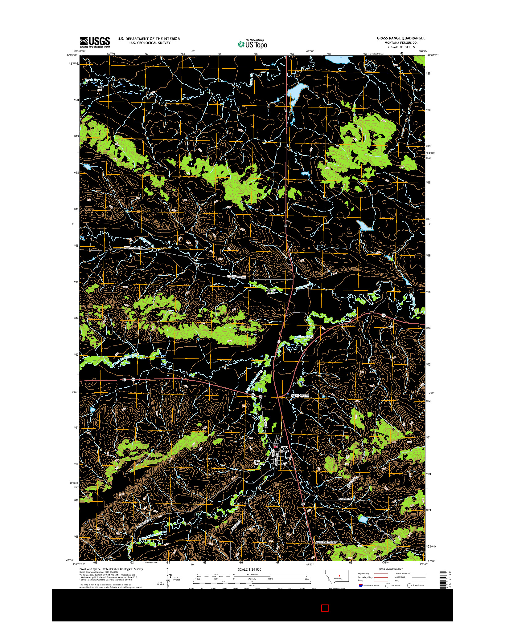 USGS US TOPO 7.5-MINUTE MAP FOR GRASS RANGE, MT 2017