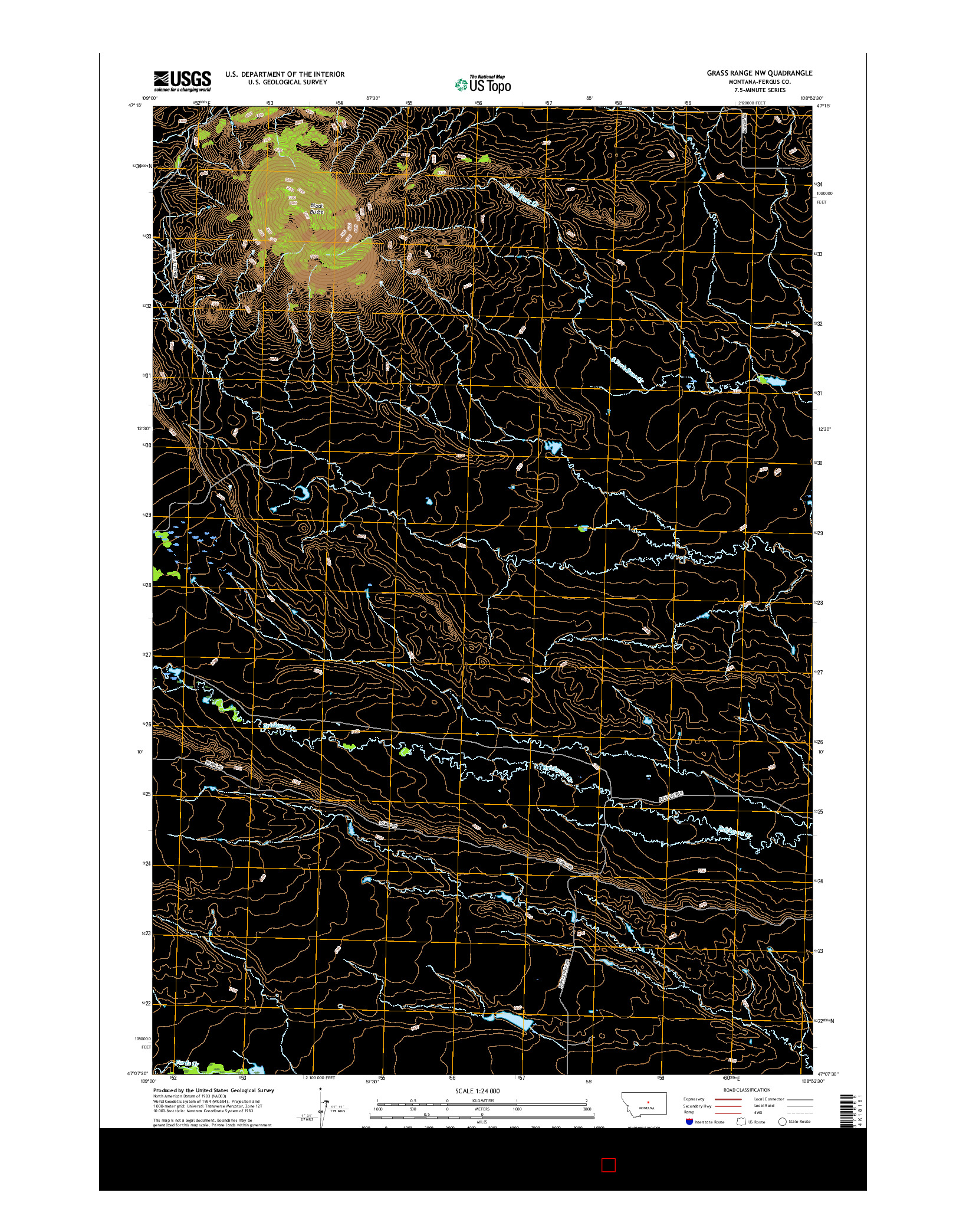 USGS US TOPO 7.5-MINUTE MAP FOR GRASS RANGE NW, MT 2017