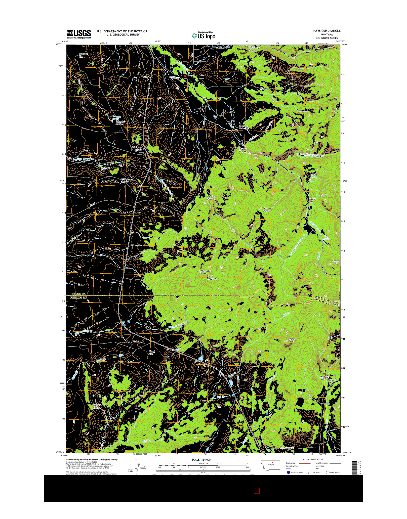 USGS US TOPO 7.5-MINUTE MAP FOR HAYS, MT 2017