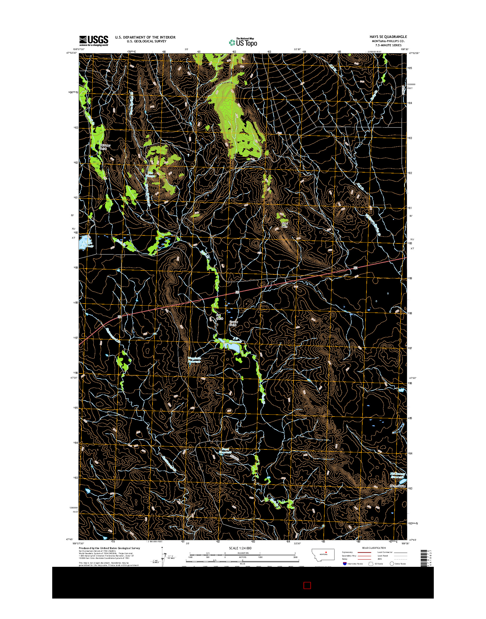 USGS US TOPO 7.5-MINUTE MAP FOR HAYS SE, MT 2017