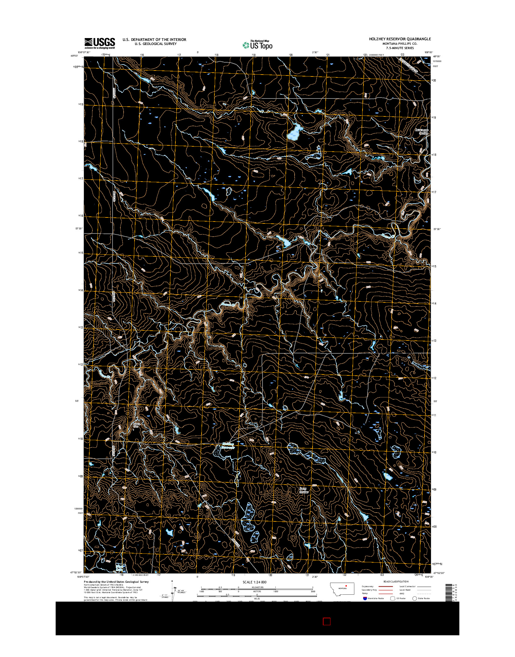 USGS US TOPO 7.5-MINUTE MAP FOR HOLZHEY RESERVOIR, MT 2017
