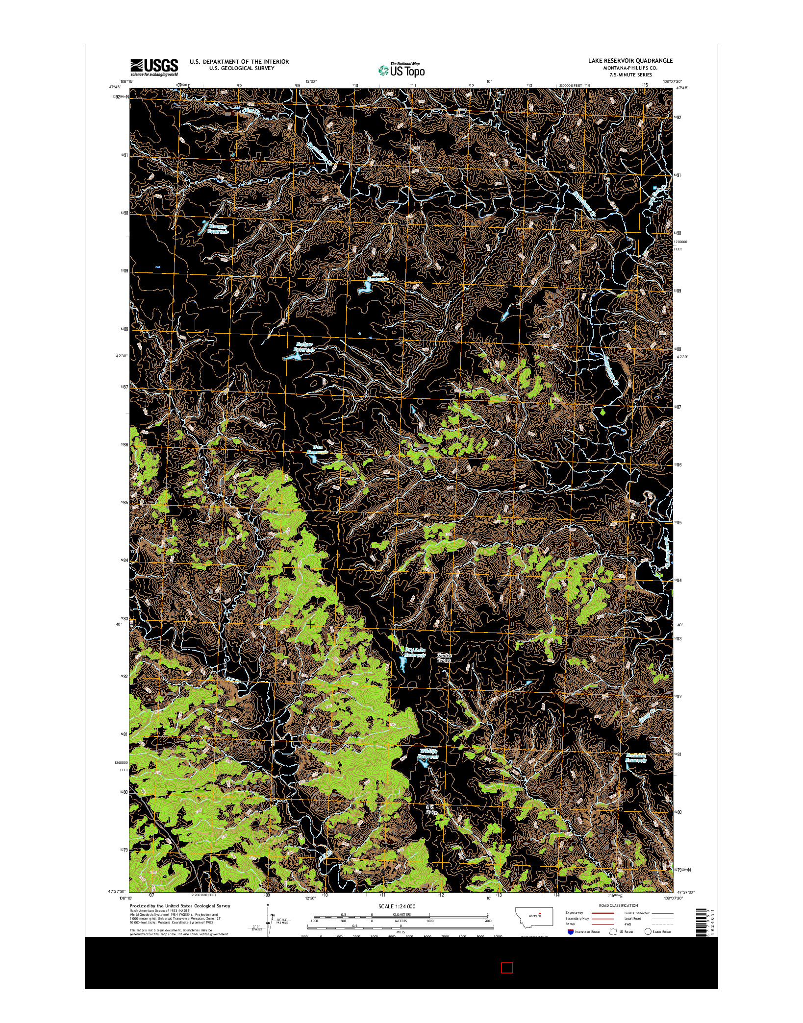 USGS US TOPO 7.5-MINUTE MAP FOR LAKE RESERVOIR, MT 2017