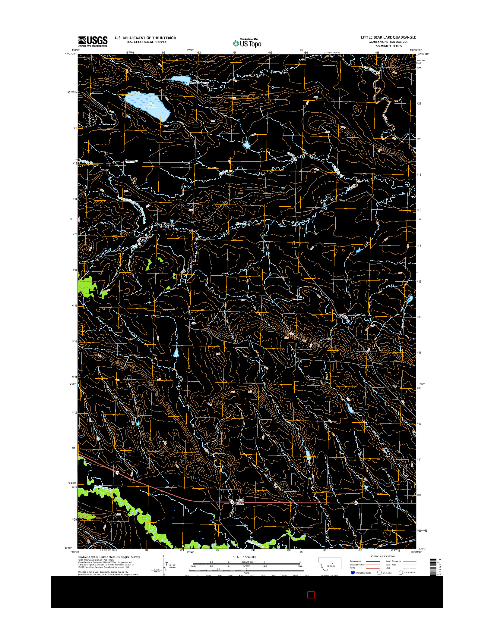 USGS US TOPO 7.5-MINUTE MAP FOR LITTLE BEAR LAKE, MT 2017