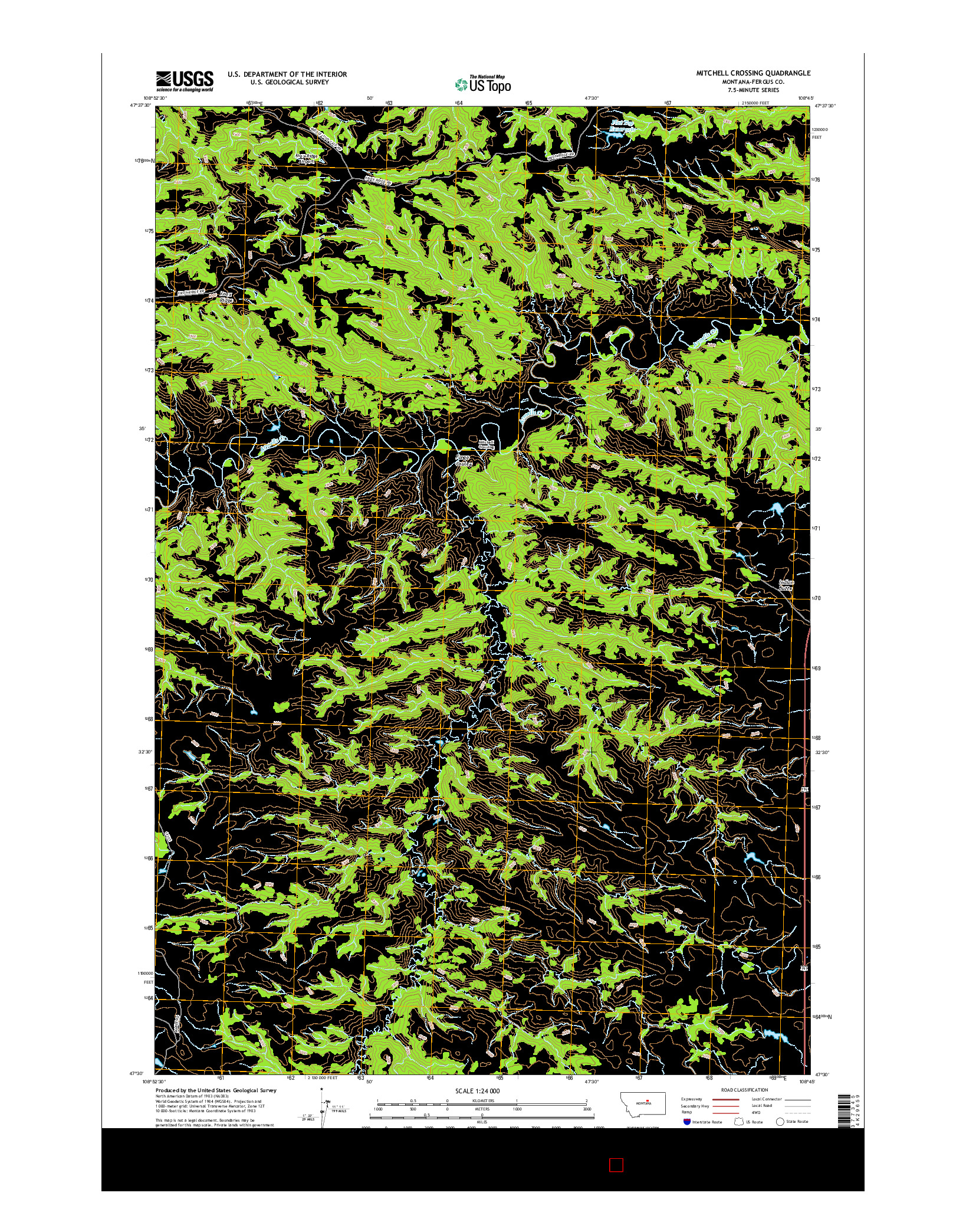 USGS US TOPO 7.5-MINUTE MAP FOR MITCHELL CROSSING, MT 2017