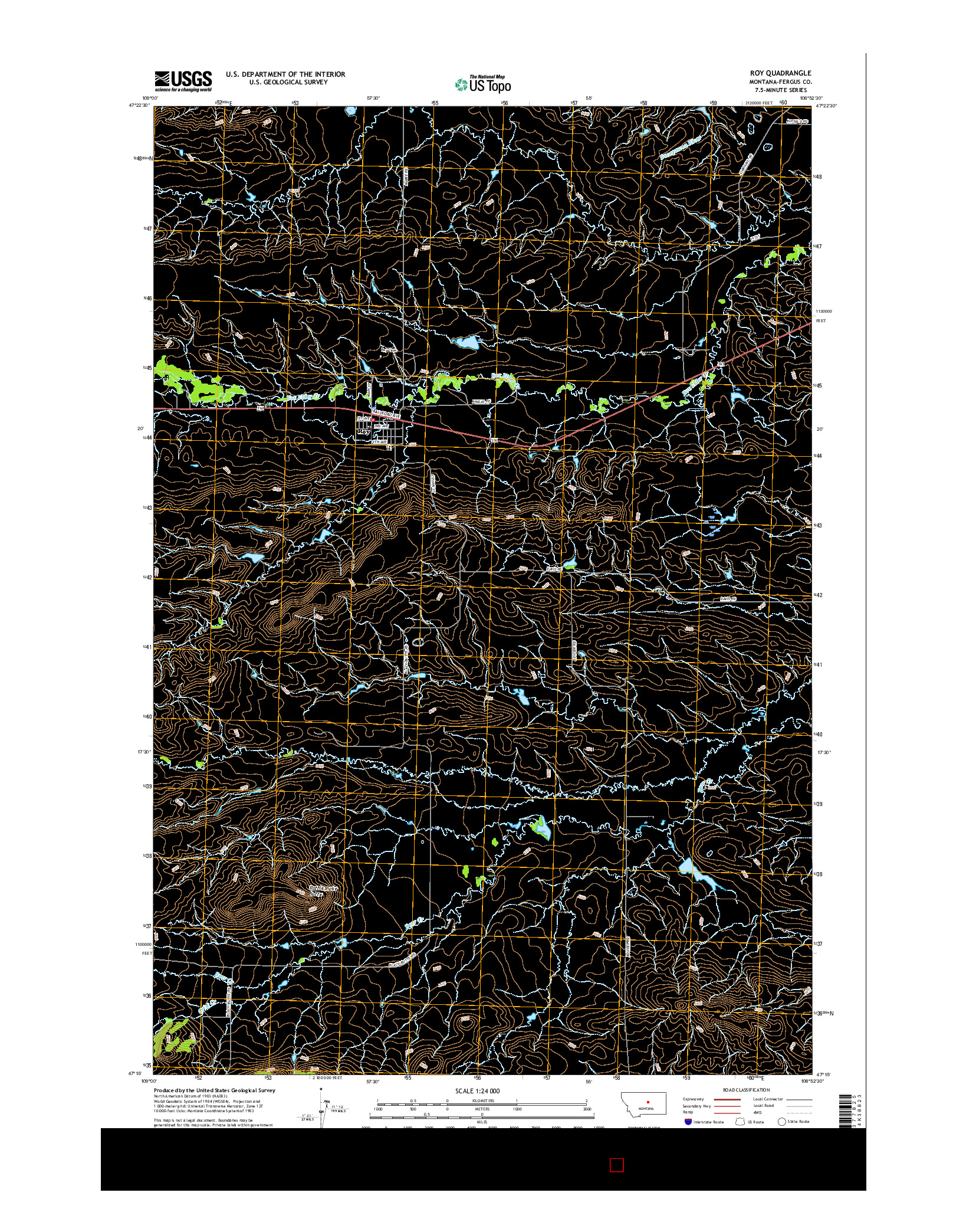 USGS US TOPO 7.5-MINUTE MAP FOR ROY, MT 2017
