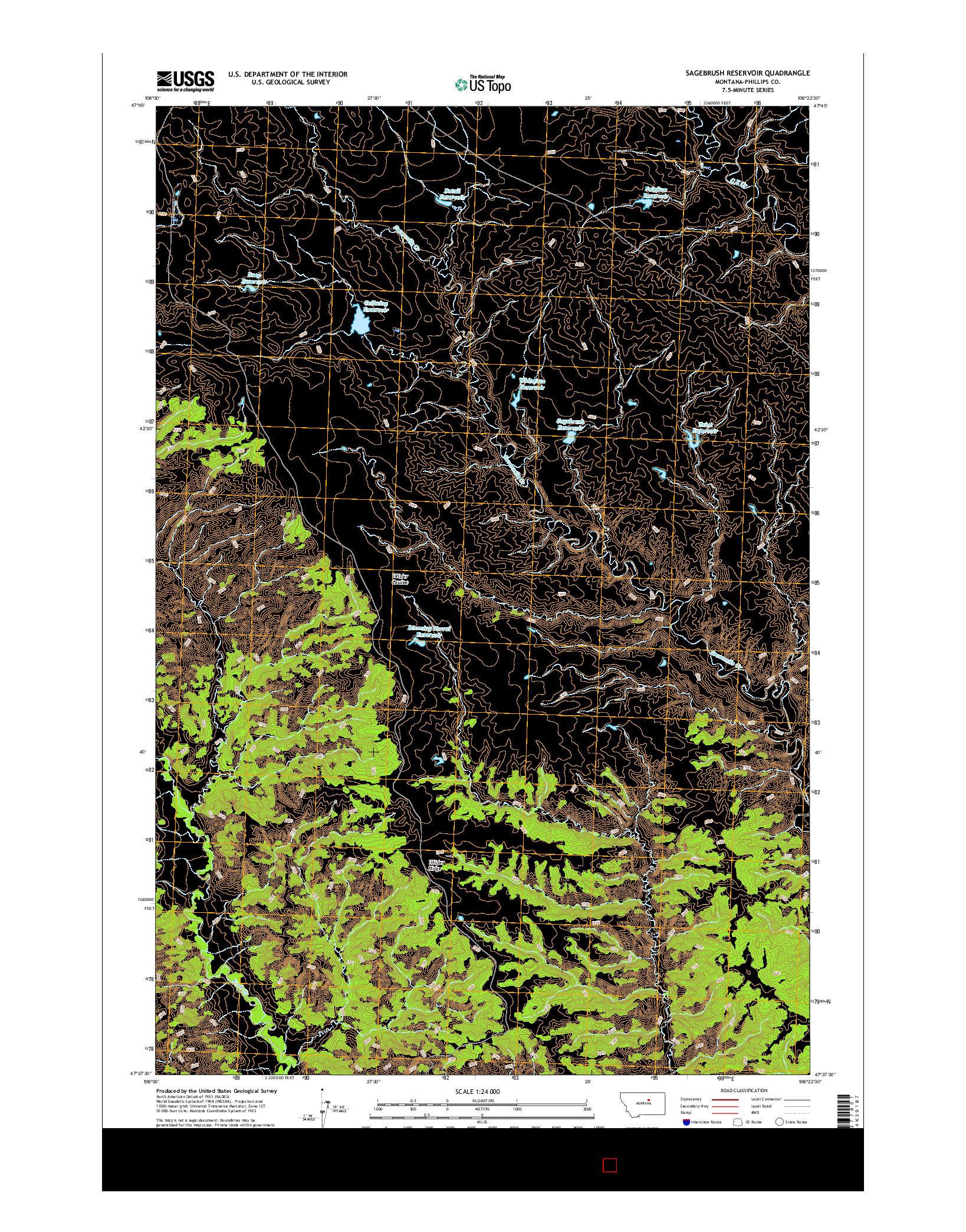 USGS US TOPO 7.5-MINUTE MAP FOR SAGEBRUSH RESERVOIR, MT 2017