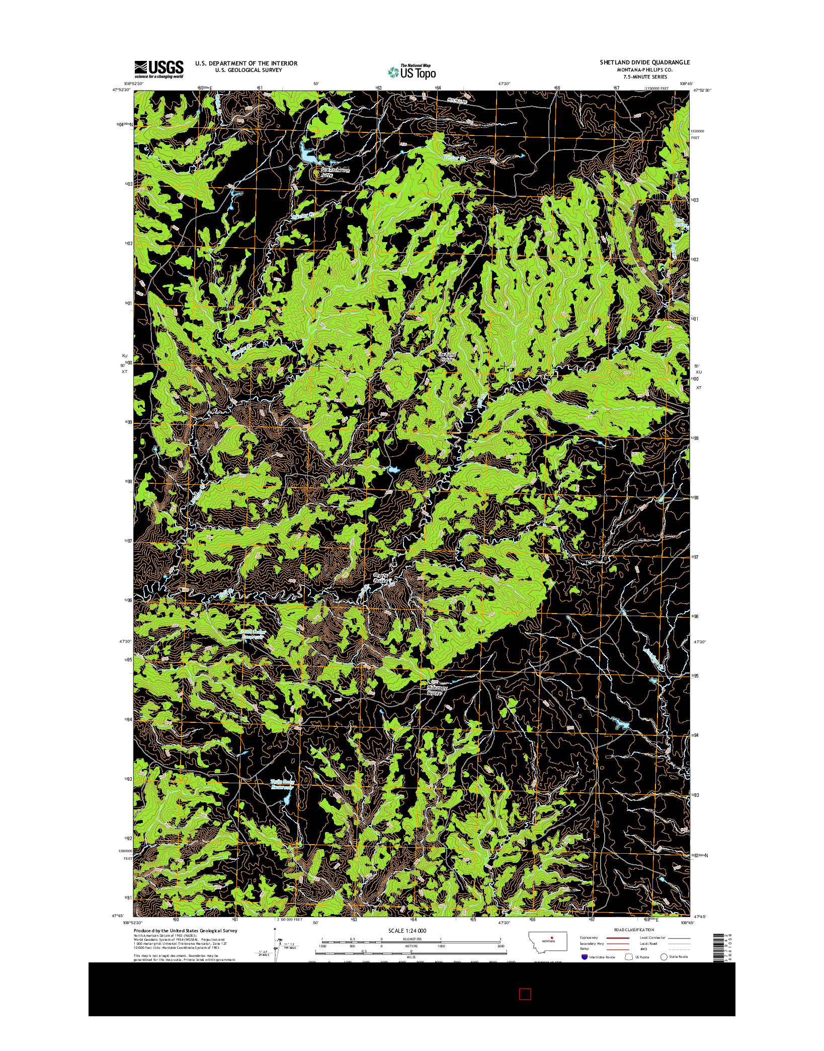 USGS US TOPO 7.5-MINUTE MAP FOR SHETLAND DIVIDE, MT 2017