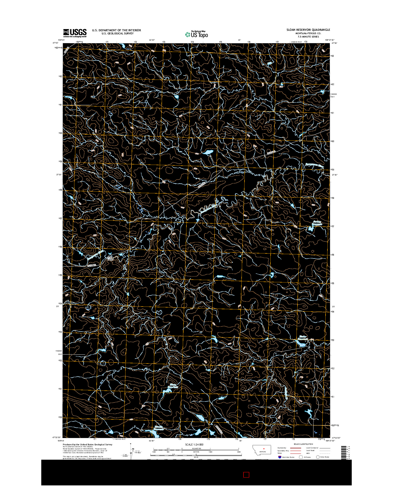 USGS US TOPO 7.5-MINUTE MAP FOR SLOAN RESERVOIR, MT 2017