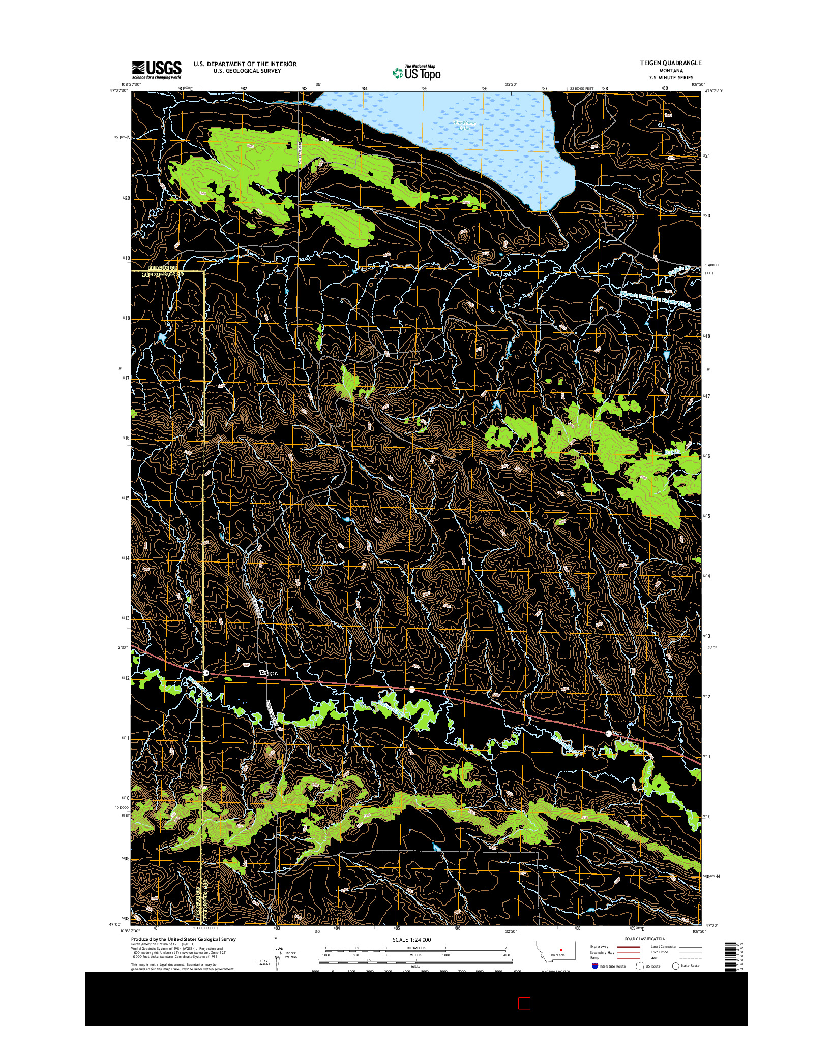 USGS US TOPO 7.5-MINUTE MAP FOR TEIGEN, MT 2017