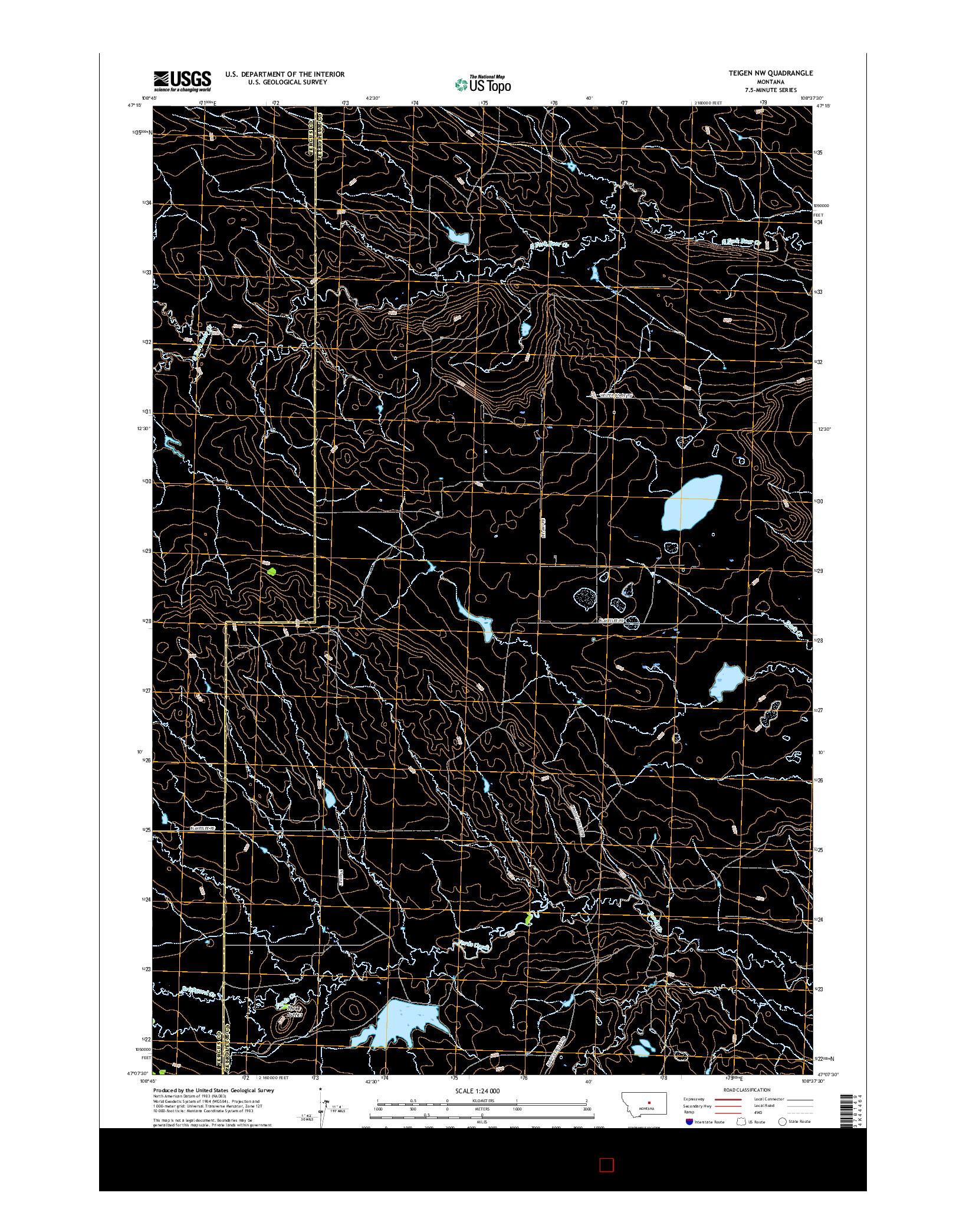 USGS US TOPO 7.5-MINUTE MAP FOR TEIGEN NW, MT 2017