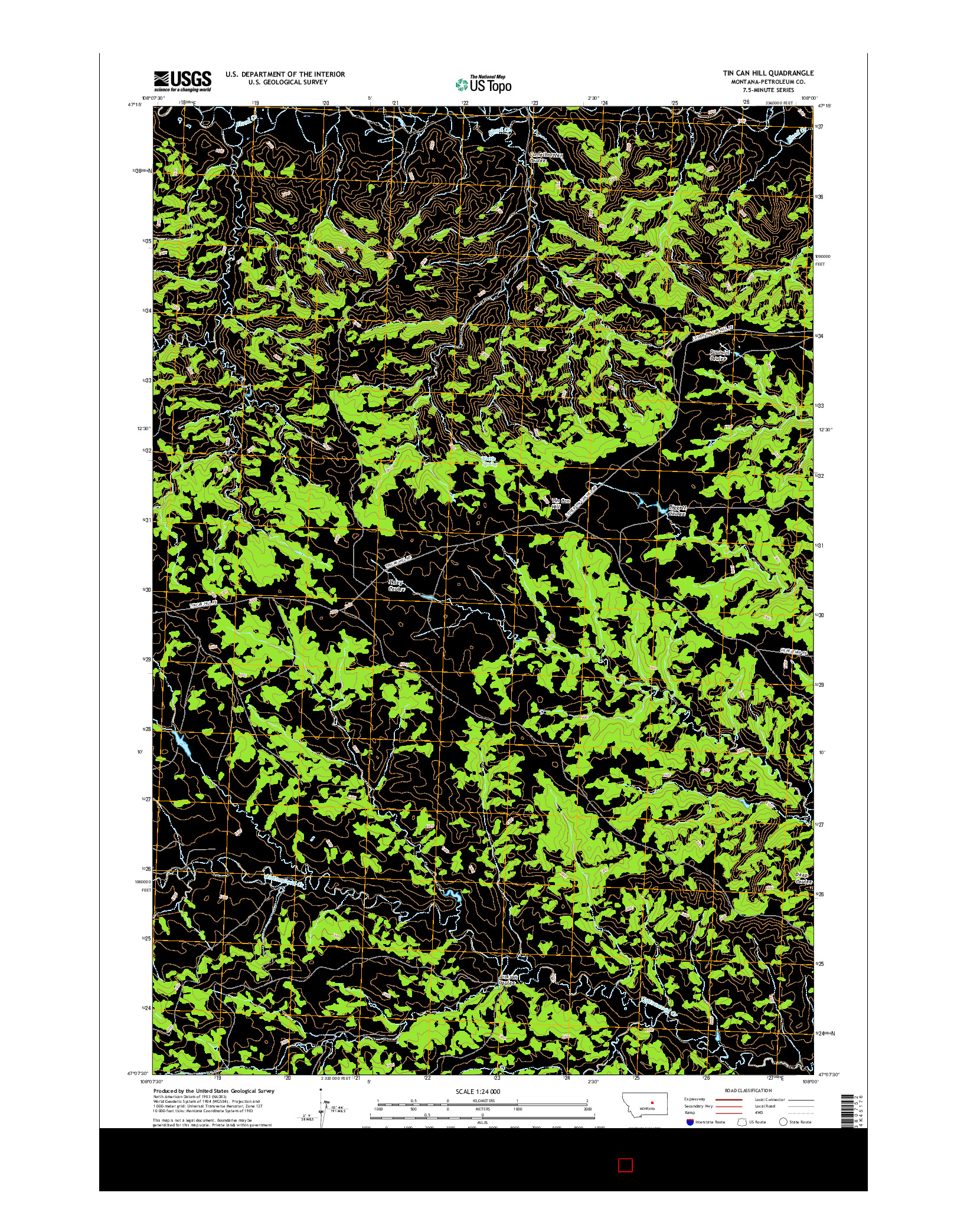 USGS US TOPO 7.5-MINUTE MAP FOR TIN CAN HILL, MT 2017