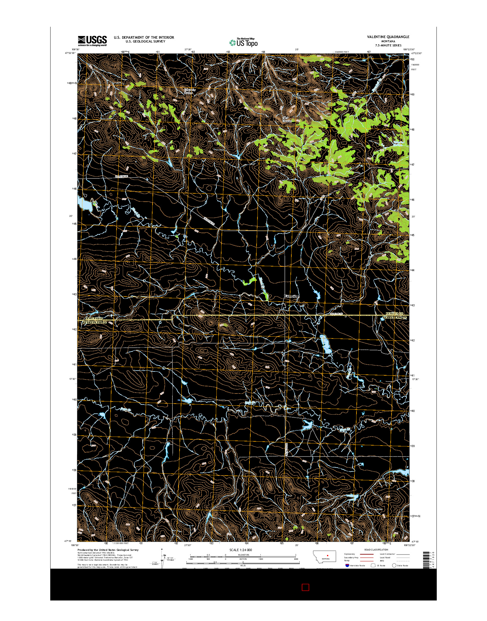 USGS US TOPO 7.5-MINUTE MAP FOR VALENTINE, MT 2017