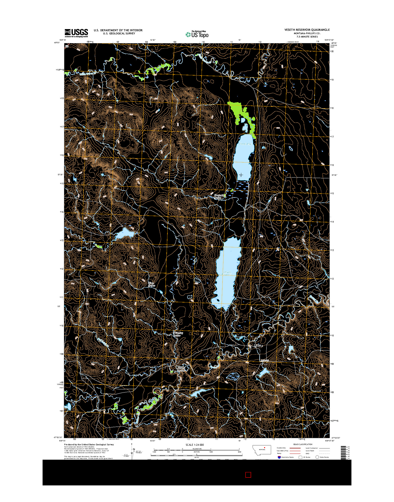 USGS US TOPO 7.5-MINUTE MAP FOR VESETH RESERVOIR, MT 2017